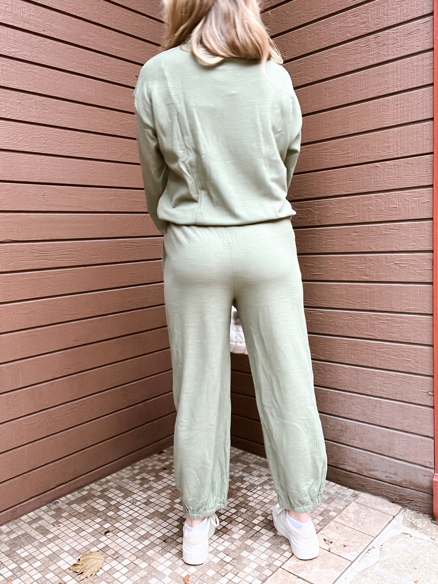 Lainey Olive Waffle Knit Joggers