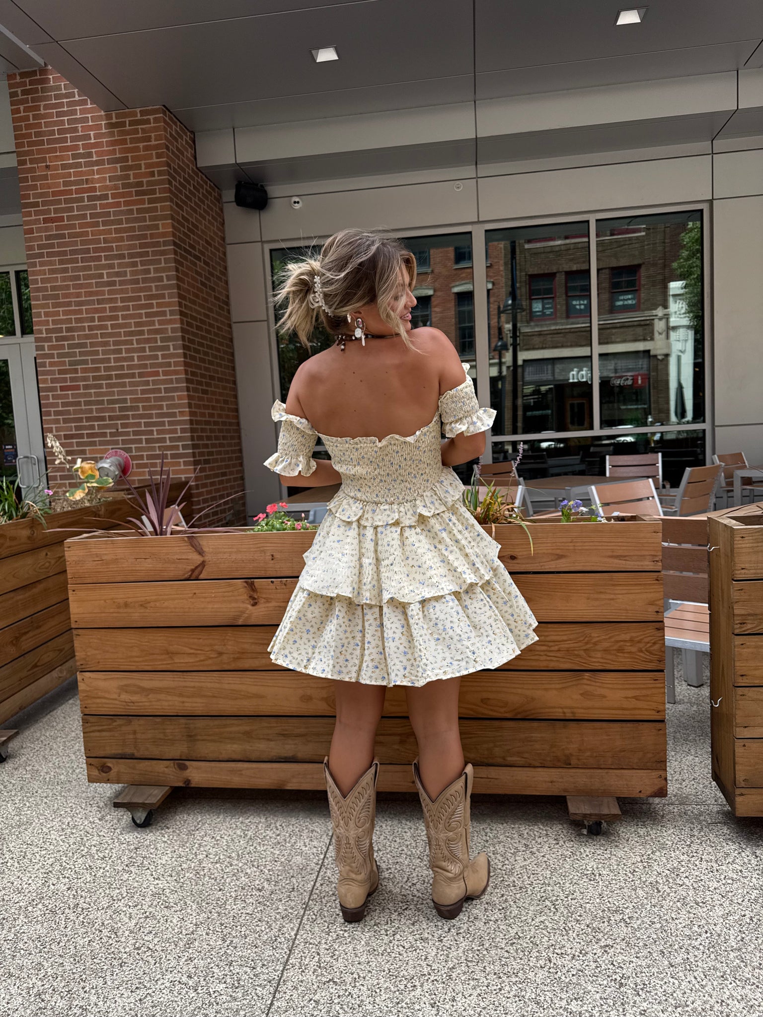 Lilah Pale Yellow Floral Dress