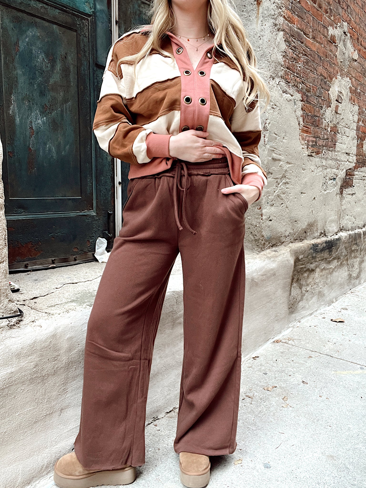 Call Me By Your Name Wide Leg Sweats Brown