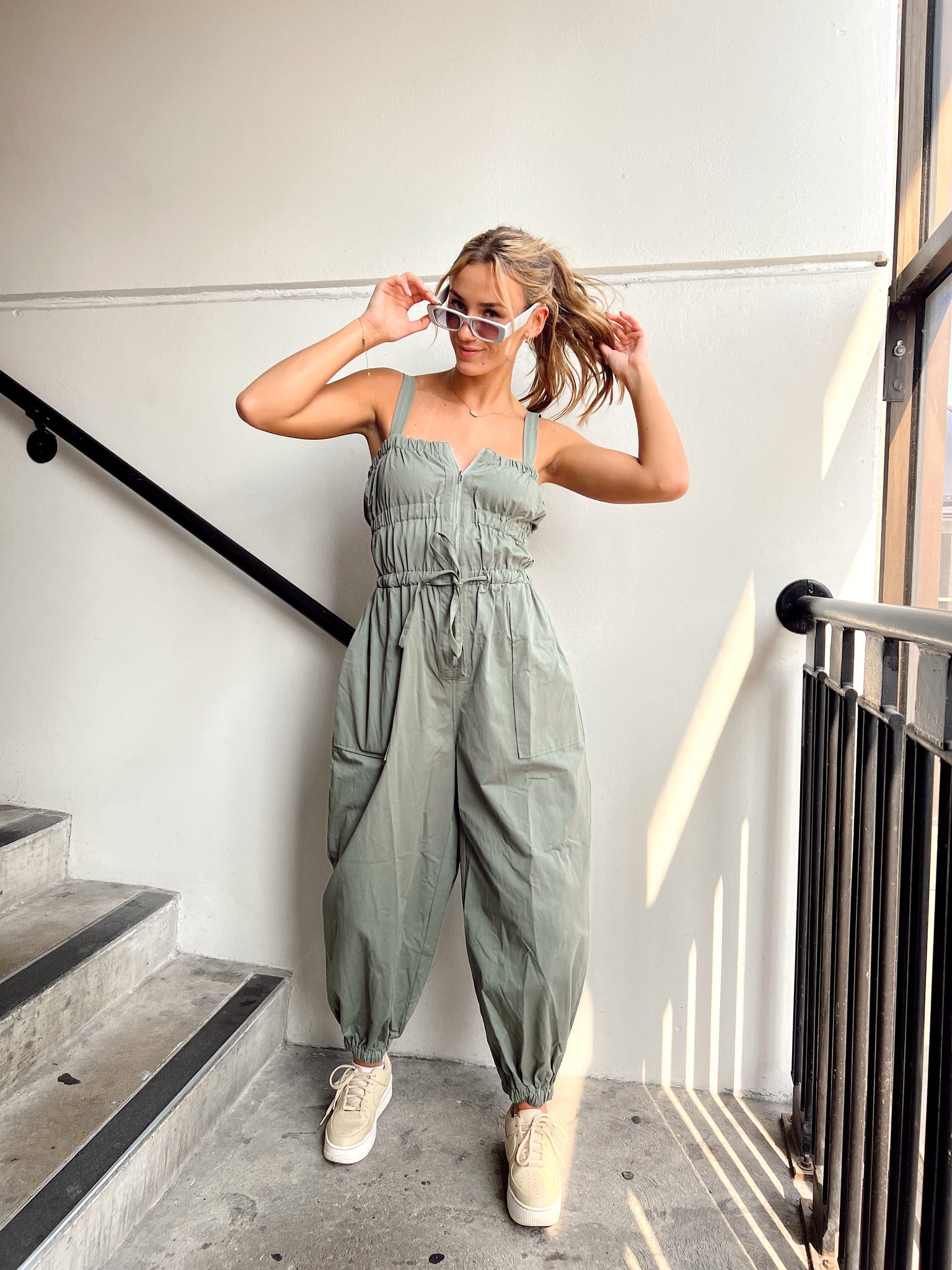Johnnie Olive Cargo Jumpsuit