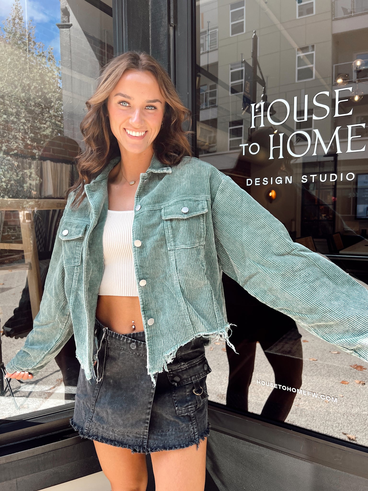 My Forever Olive Cropped Corduroy Jacket