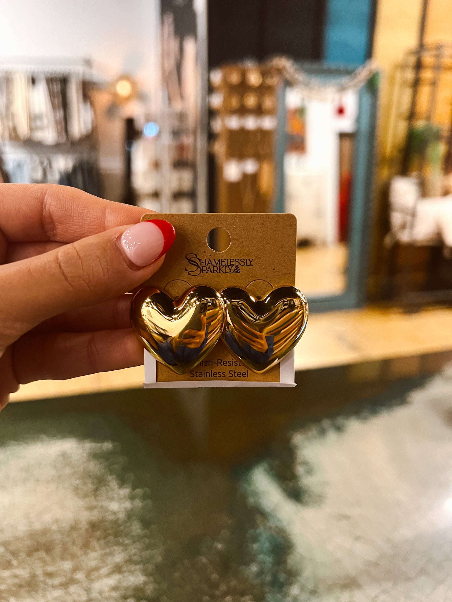 18K Gold Stainless Steel Heart Studs