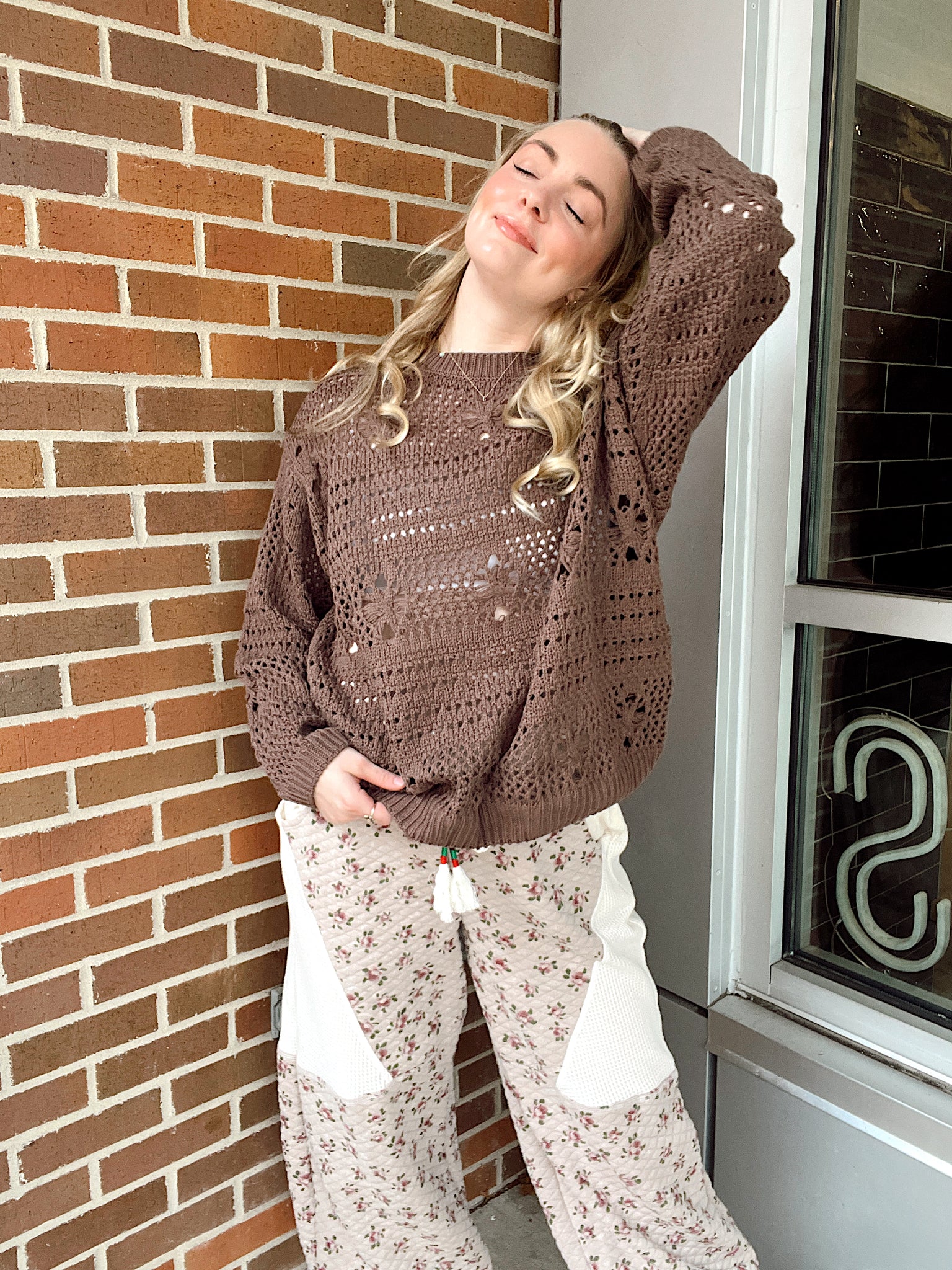 Madison Open Weave Mocha Sweater
