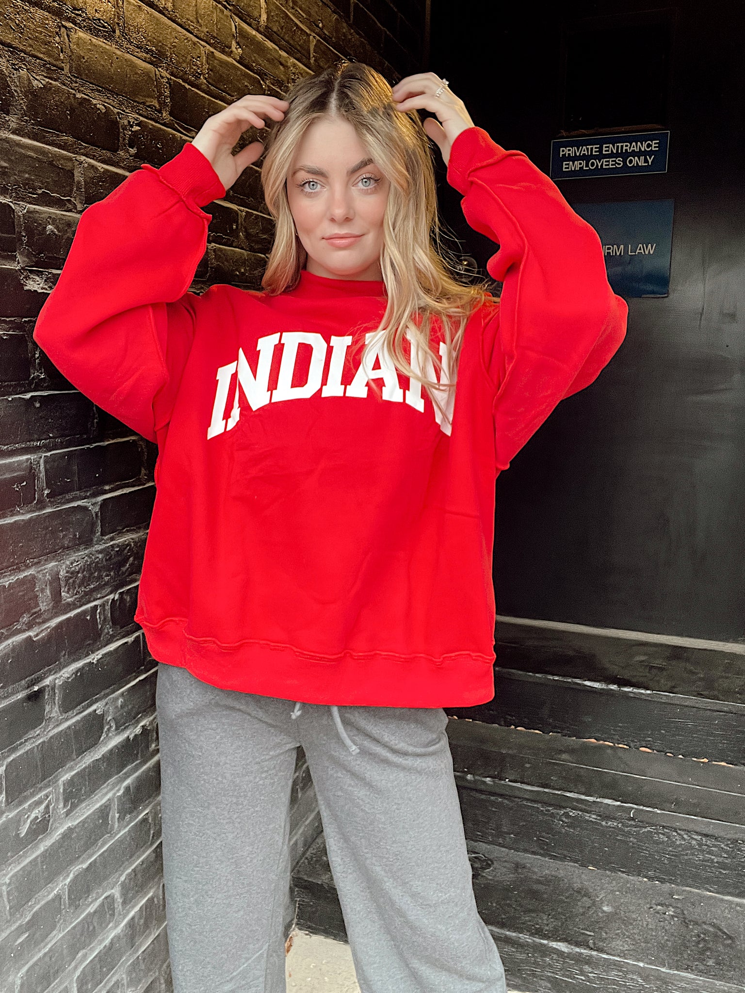 Indiana Mock Neck Crimson Red Sweatshirt