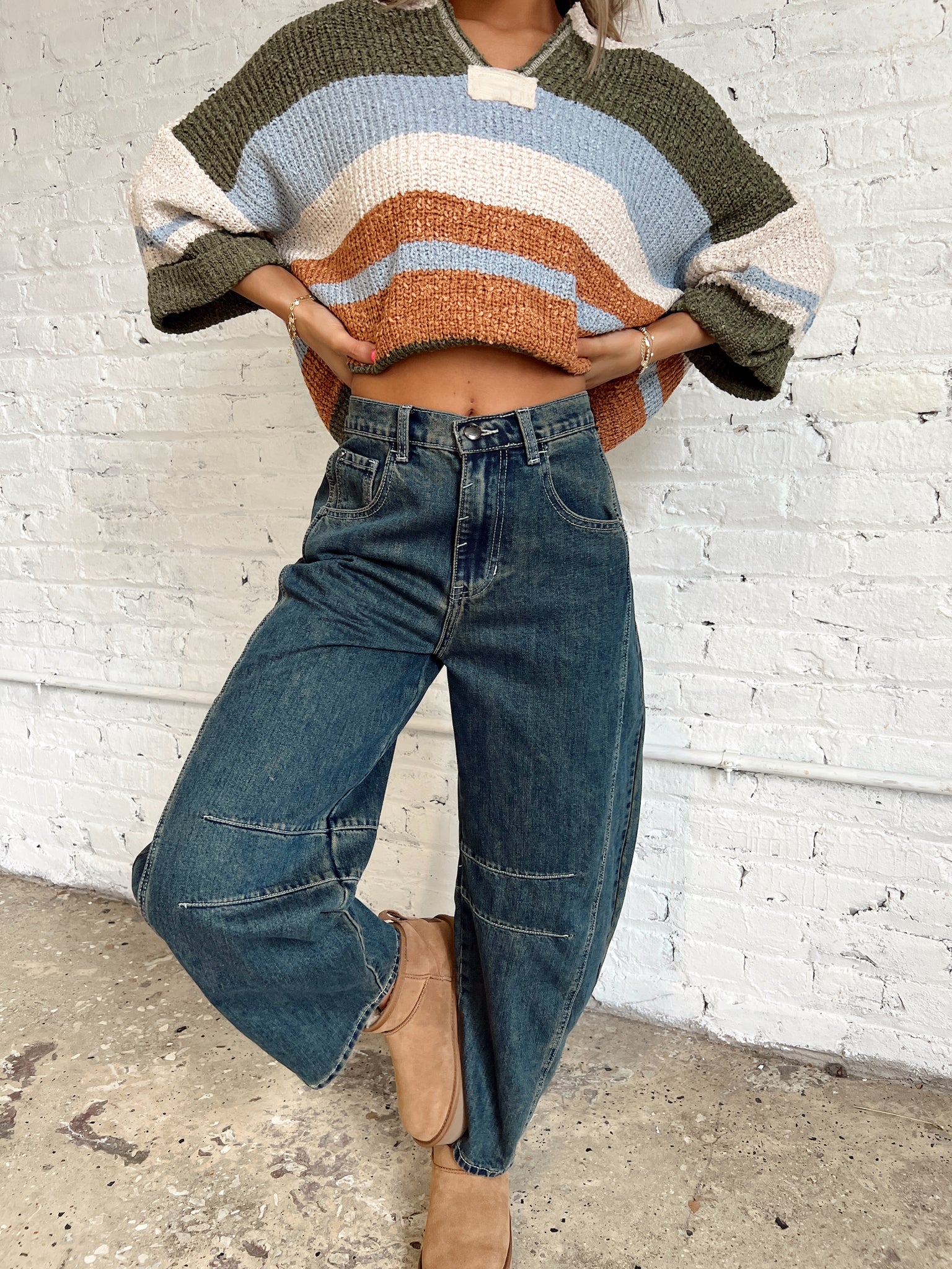 Jayde Dark Wash Barrel Jeans