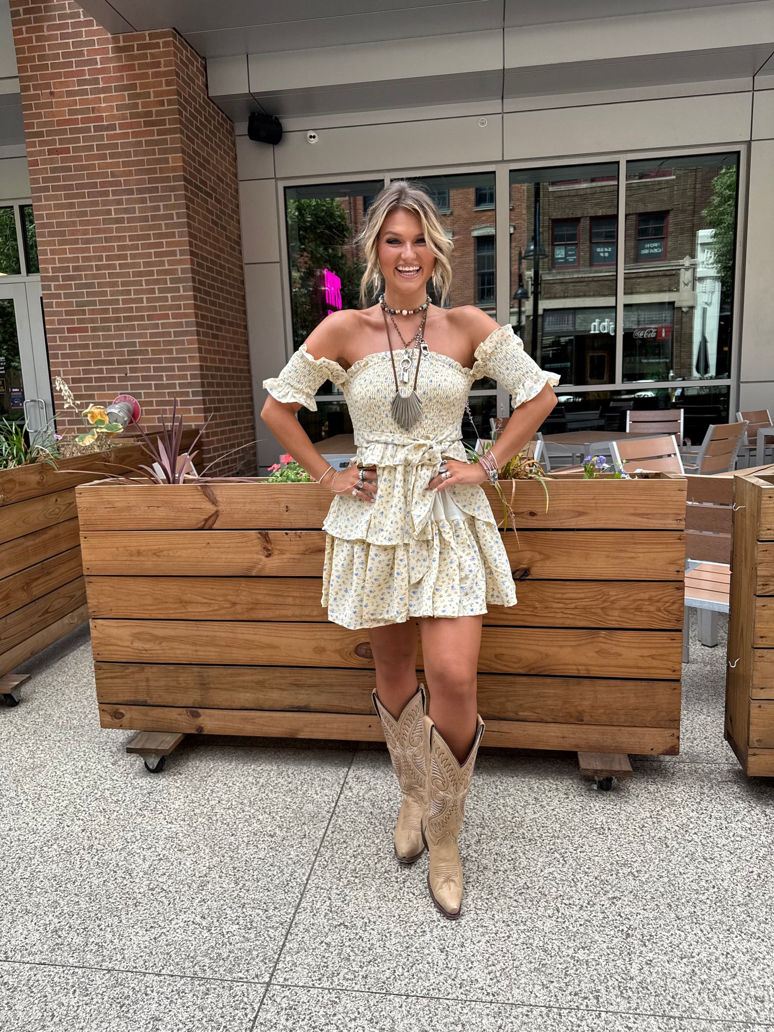 Lilah Pale Yellow Floral Dress