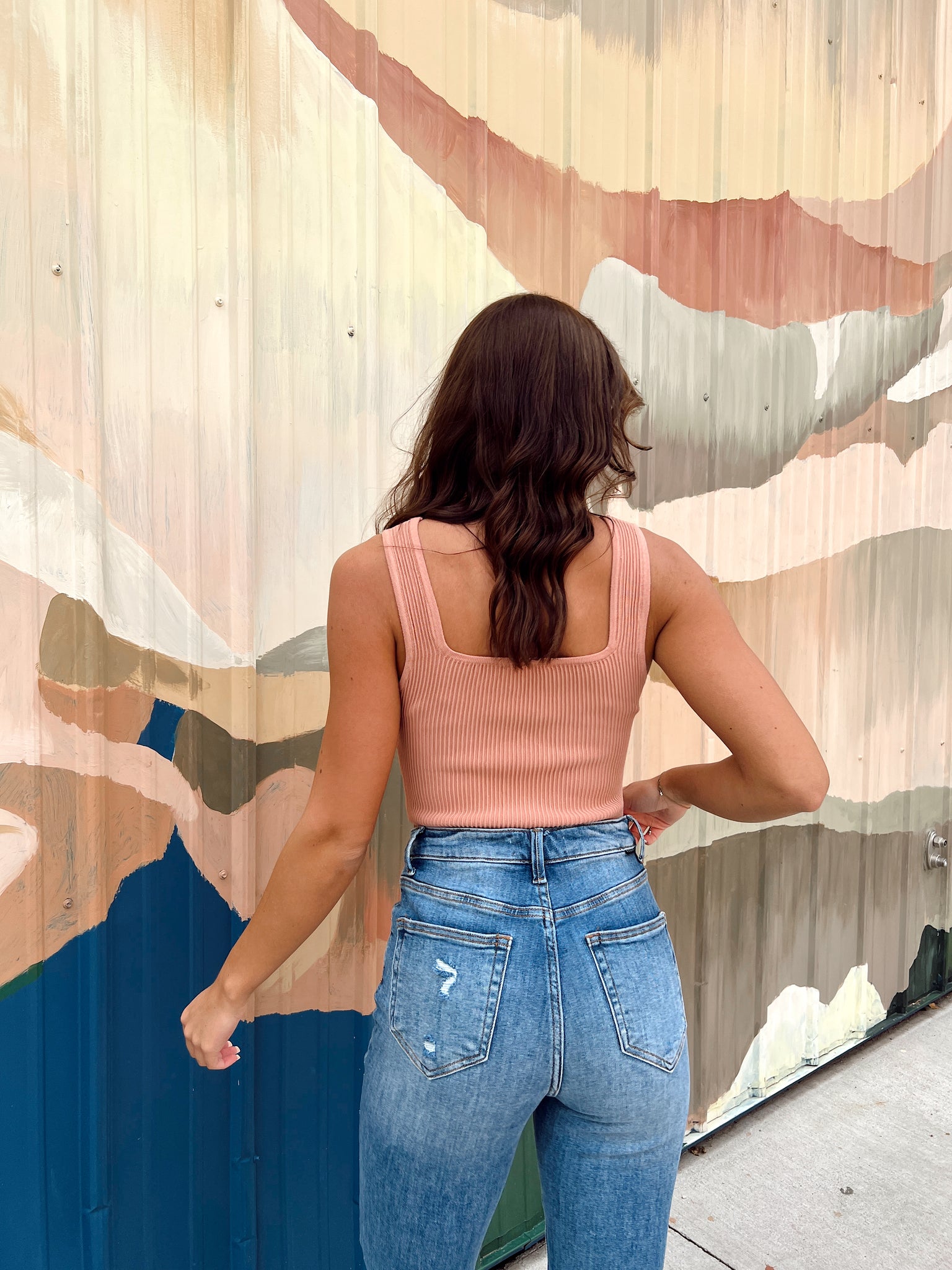 Everly Salmon Ribbed Tank