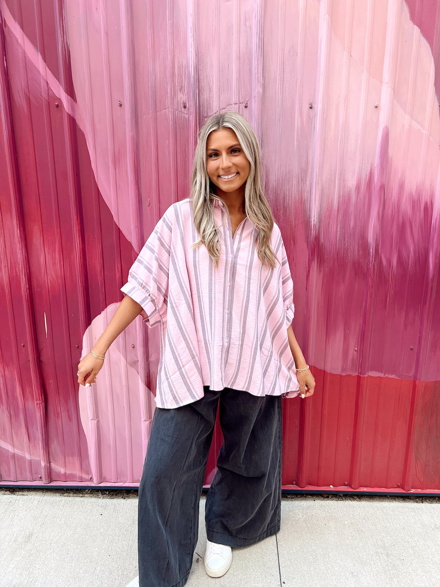 Sunset Stroll Pink Button Up