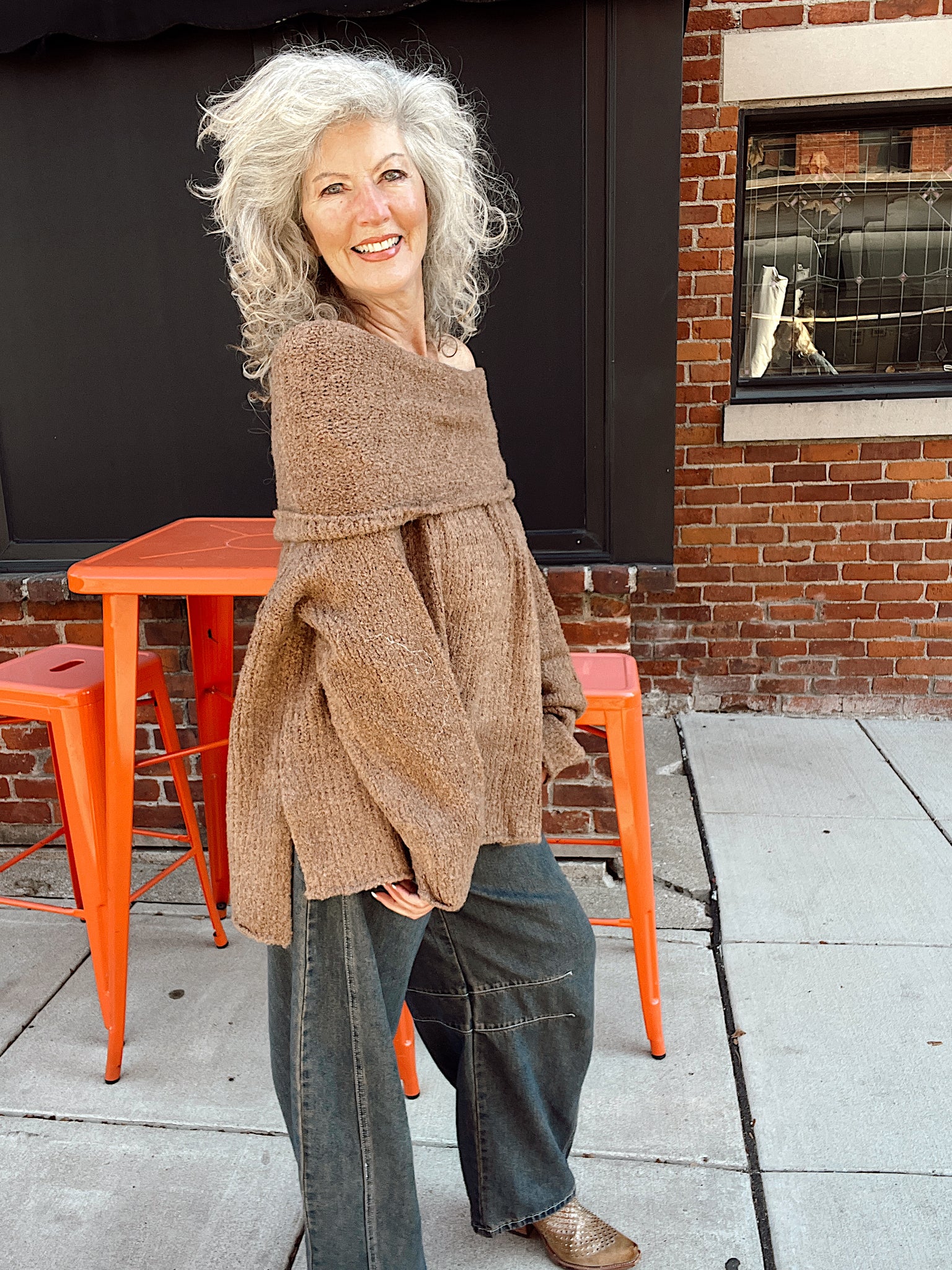 Canyon Moon Slouchy Cowl-Neck Sweater