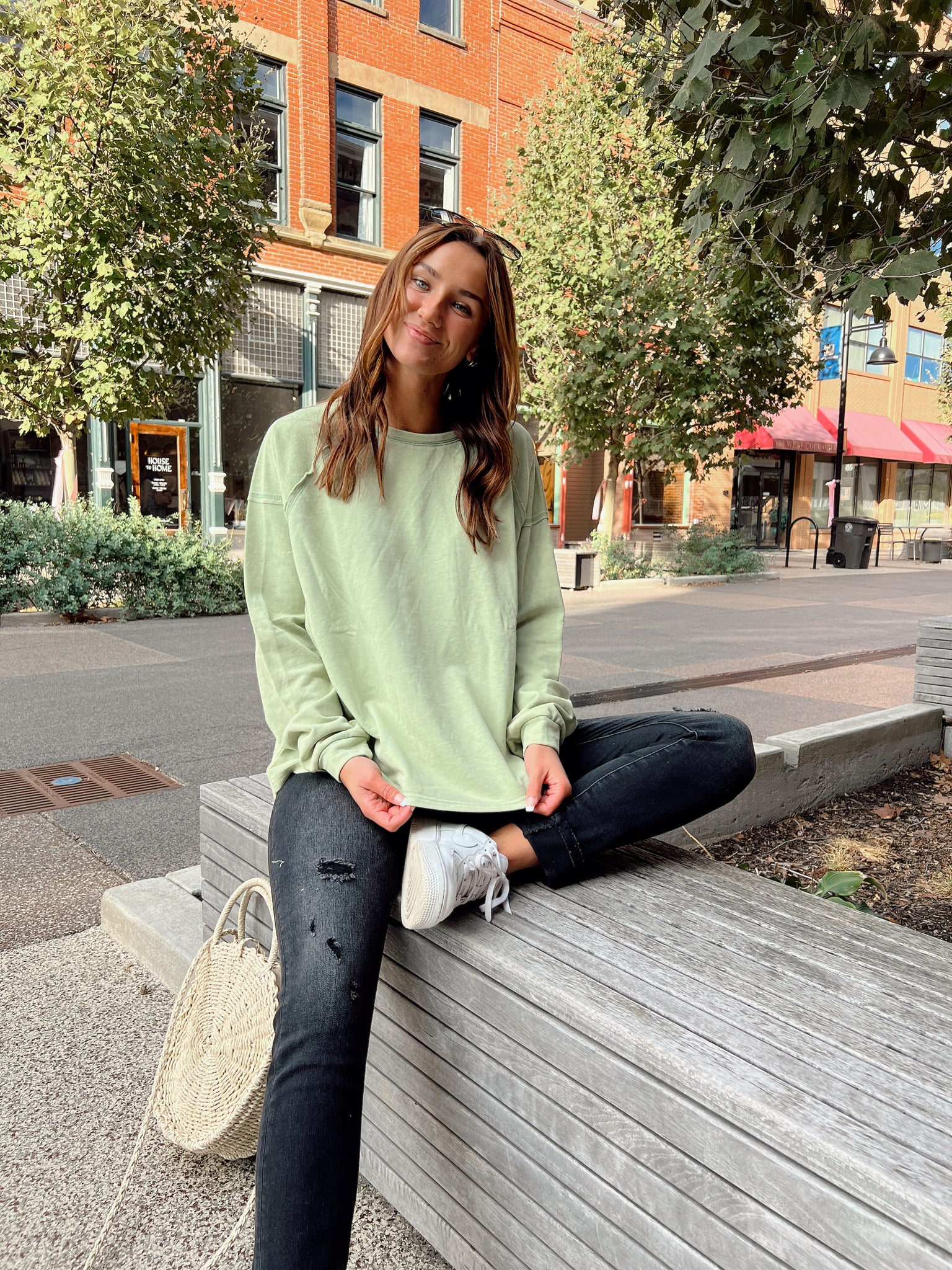 Alisa Faded Sage Sweatshirt