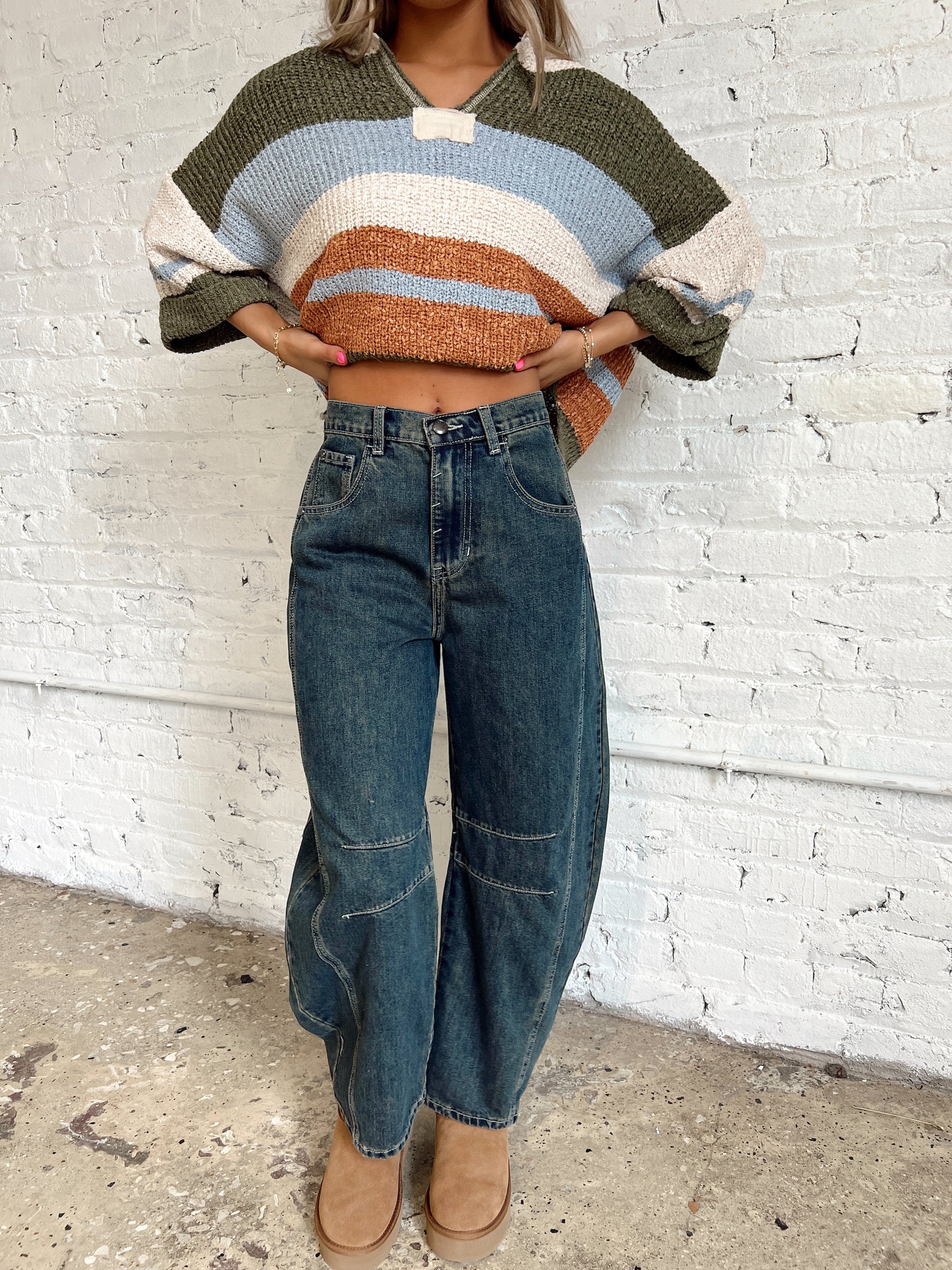 Jayde Dark Wash Barrel Jeans