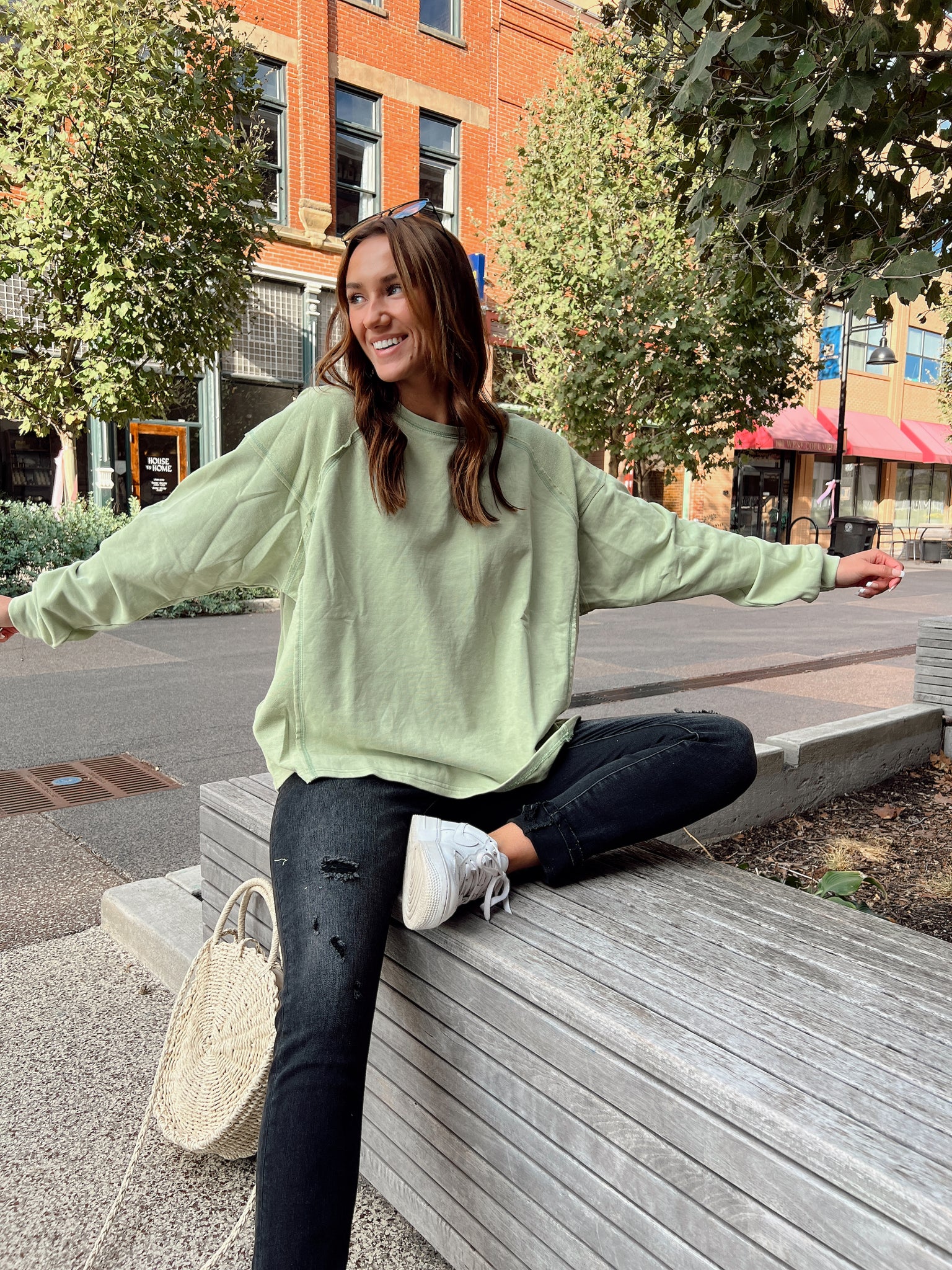 Alisa Faded Sage Sweatshirt