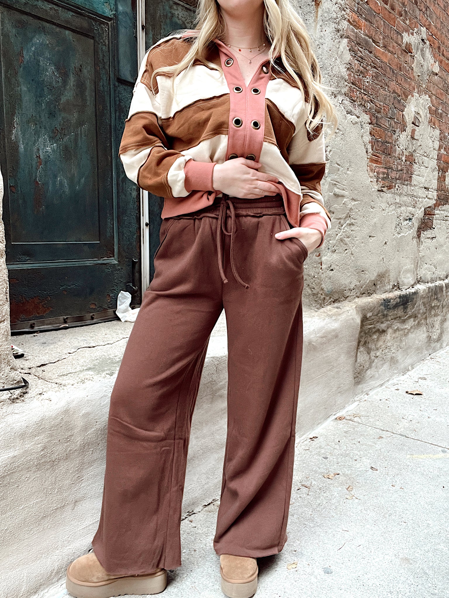 Call Me By Your Name Wide Leg Sweats Brown
