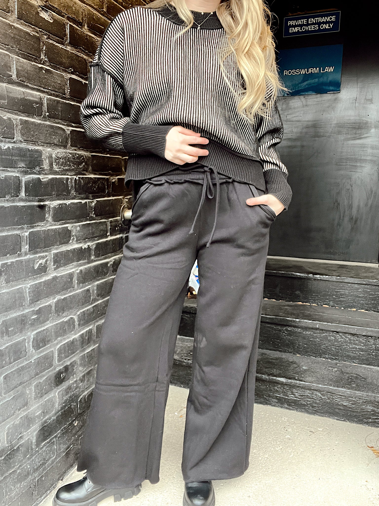 Call Me By Your Name Wide Leg Sweats Black