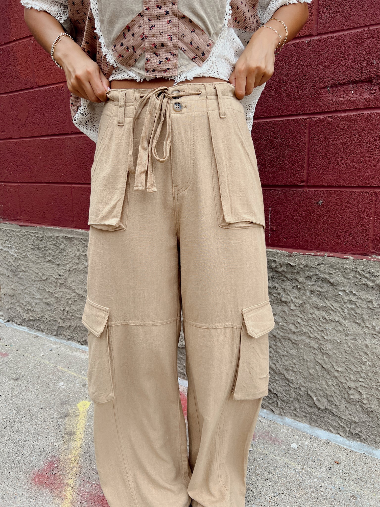 Adore You Taupe Utility Wide Leg Pants