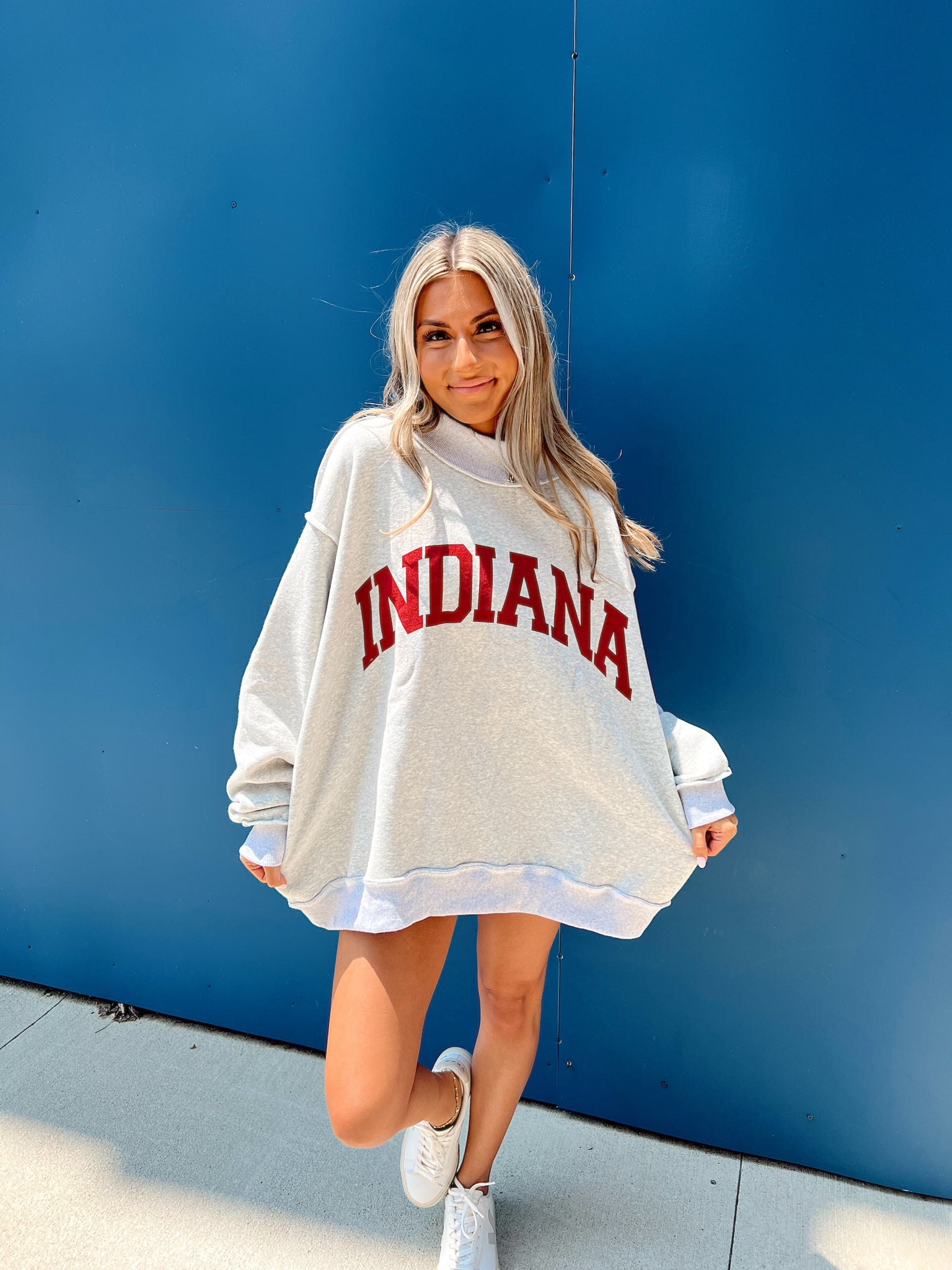 Indiana Mock Neck Heather Grey Sweatshirt