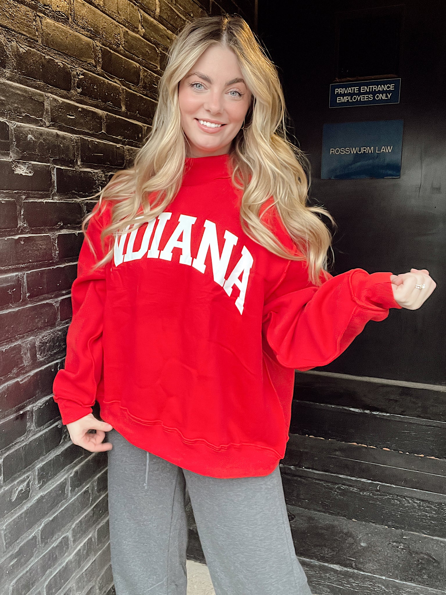 Indiana Mock Neck Crimson Red Sweatshirt