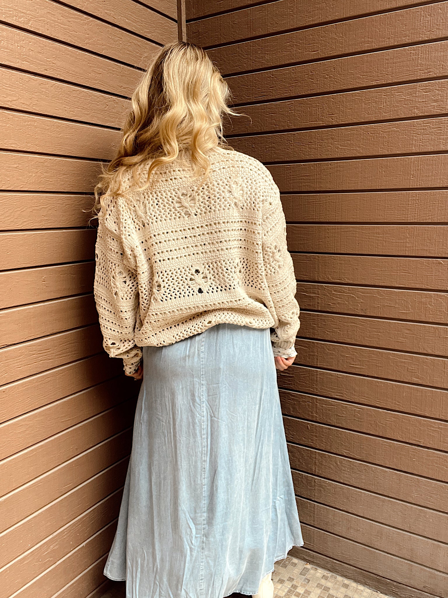 Madison Open Weave Cream Sweater
