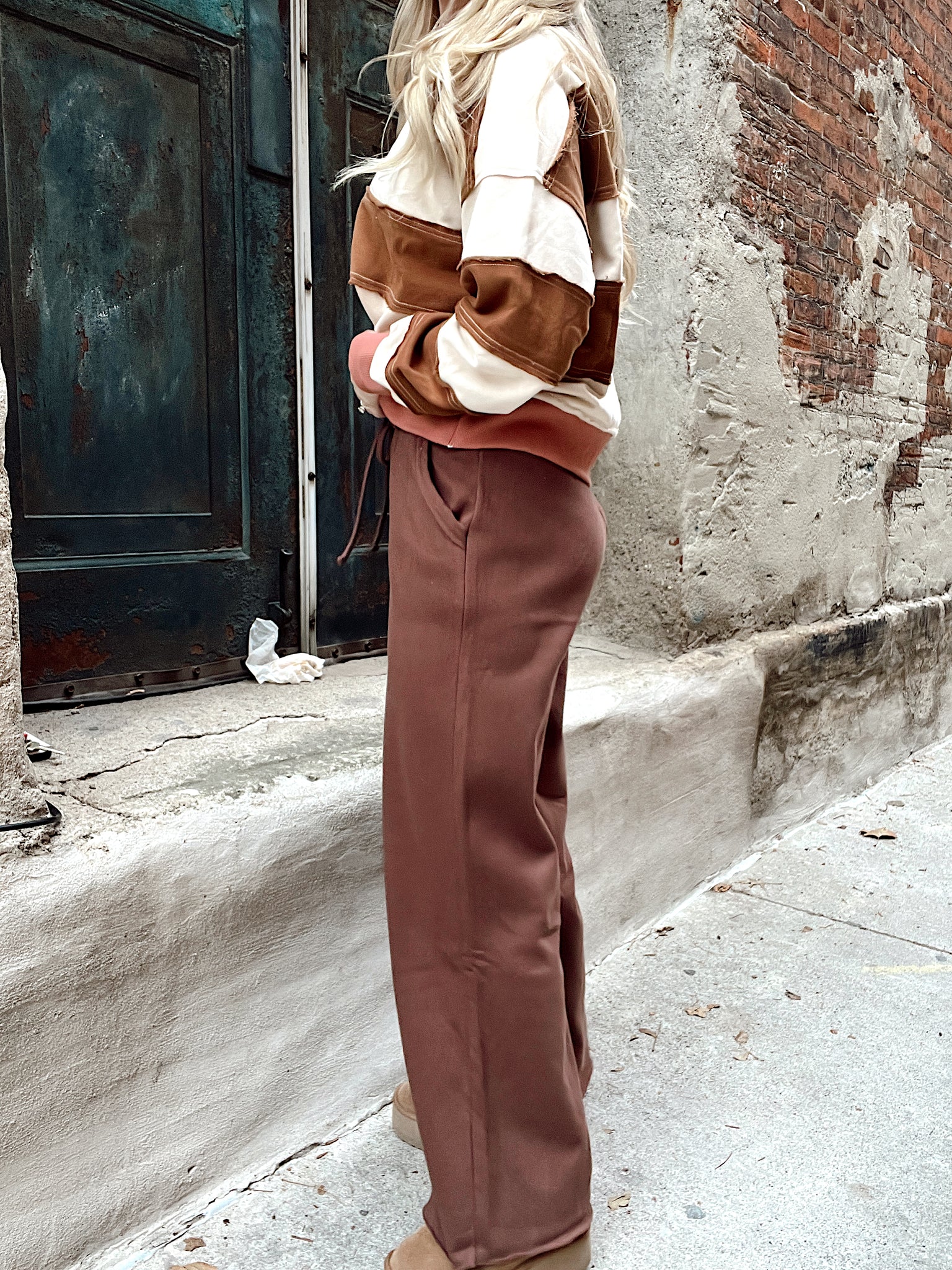 Call Me By Your Name Wide Leg Sweats Brown