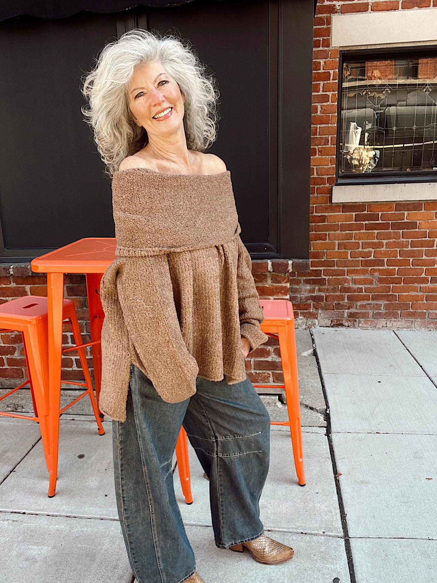 Canyon Moon Slouchy Cowl-Neck Sweater