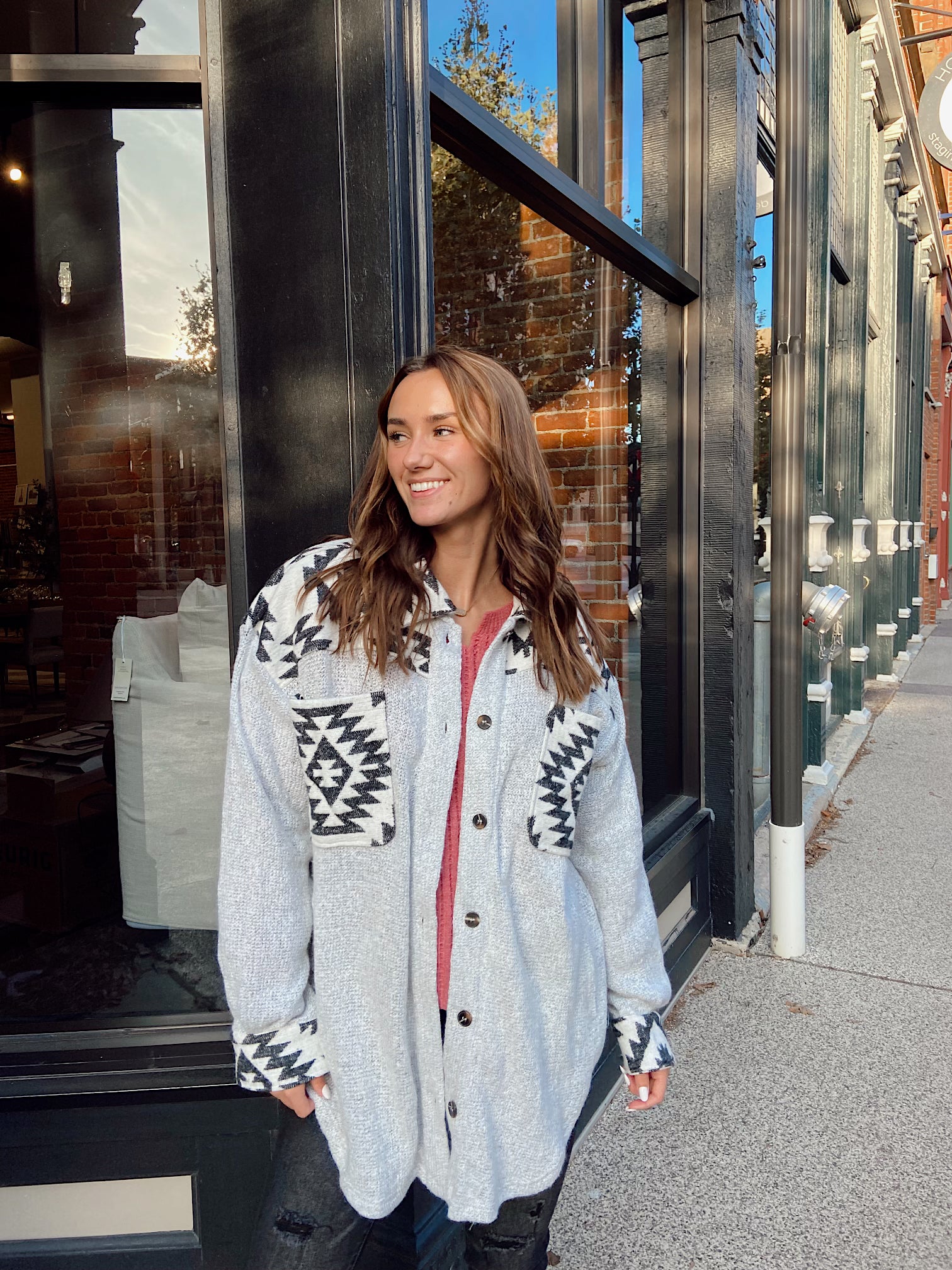Soul Searcher Grey Aztec Shacket