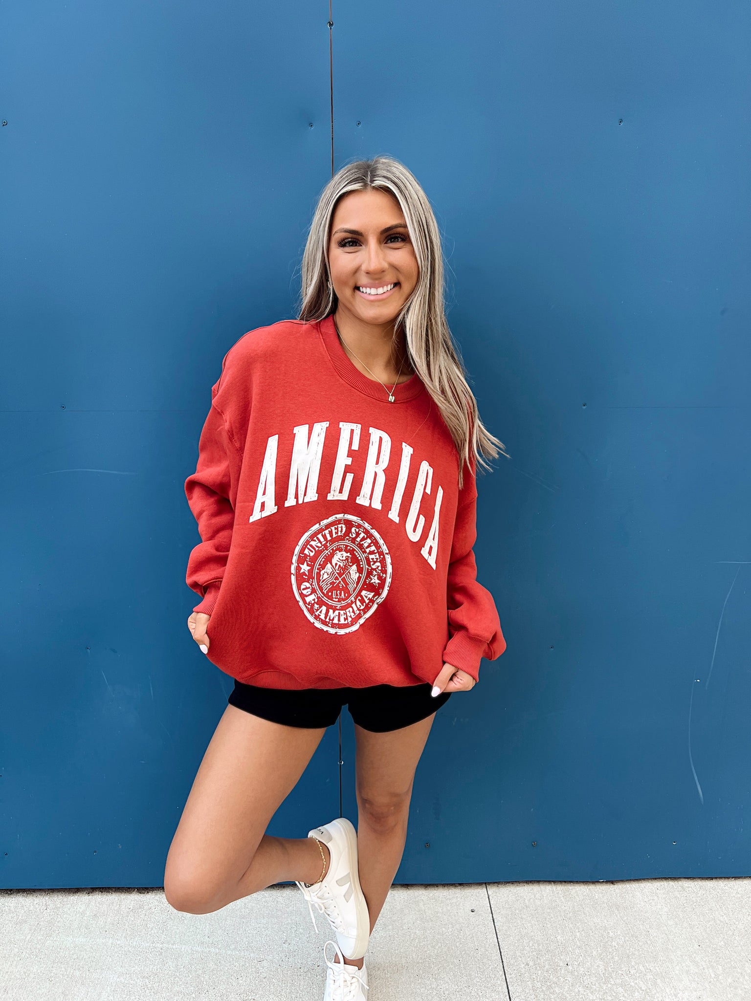 All American Classic Red Crewneck