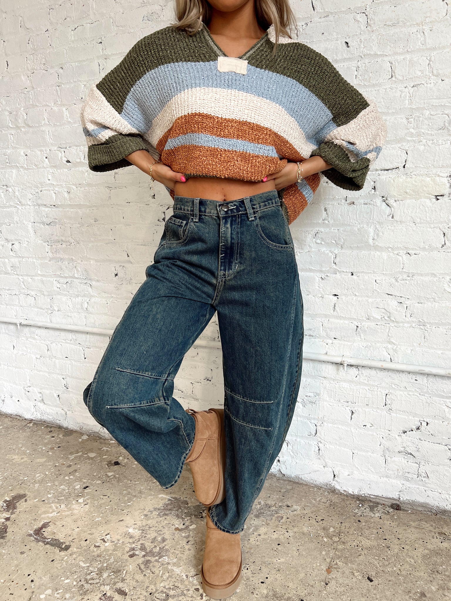 Jayde Dark Wash Barrel Jeans