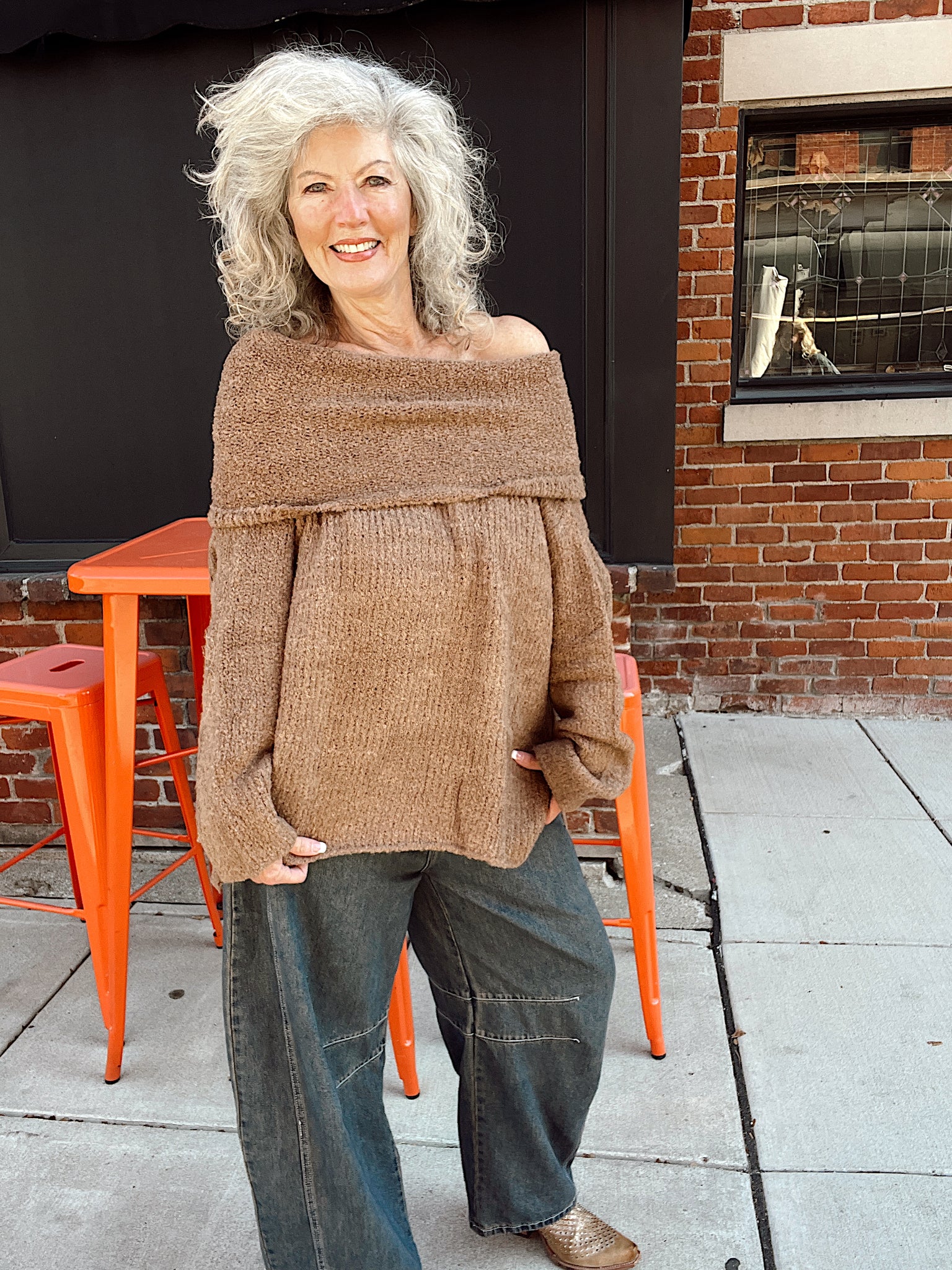 Canyon Moon Slouchy Cowl-Neck Sweater