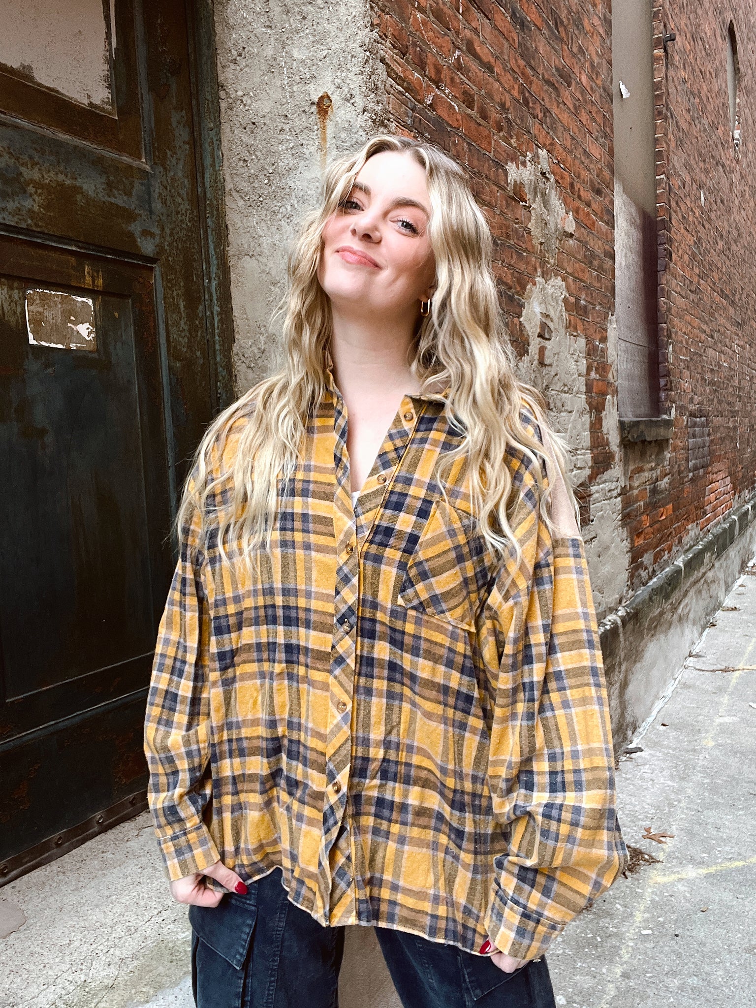 FINAL SALE Fall Vibes Mustard Plaid Flannel
