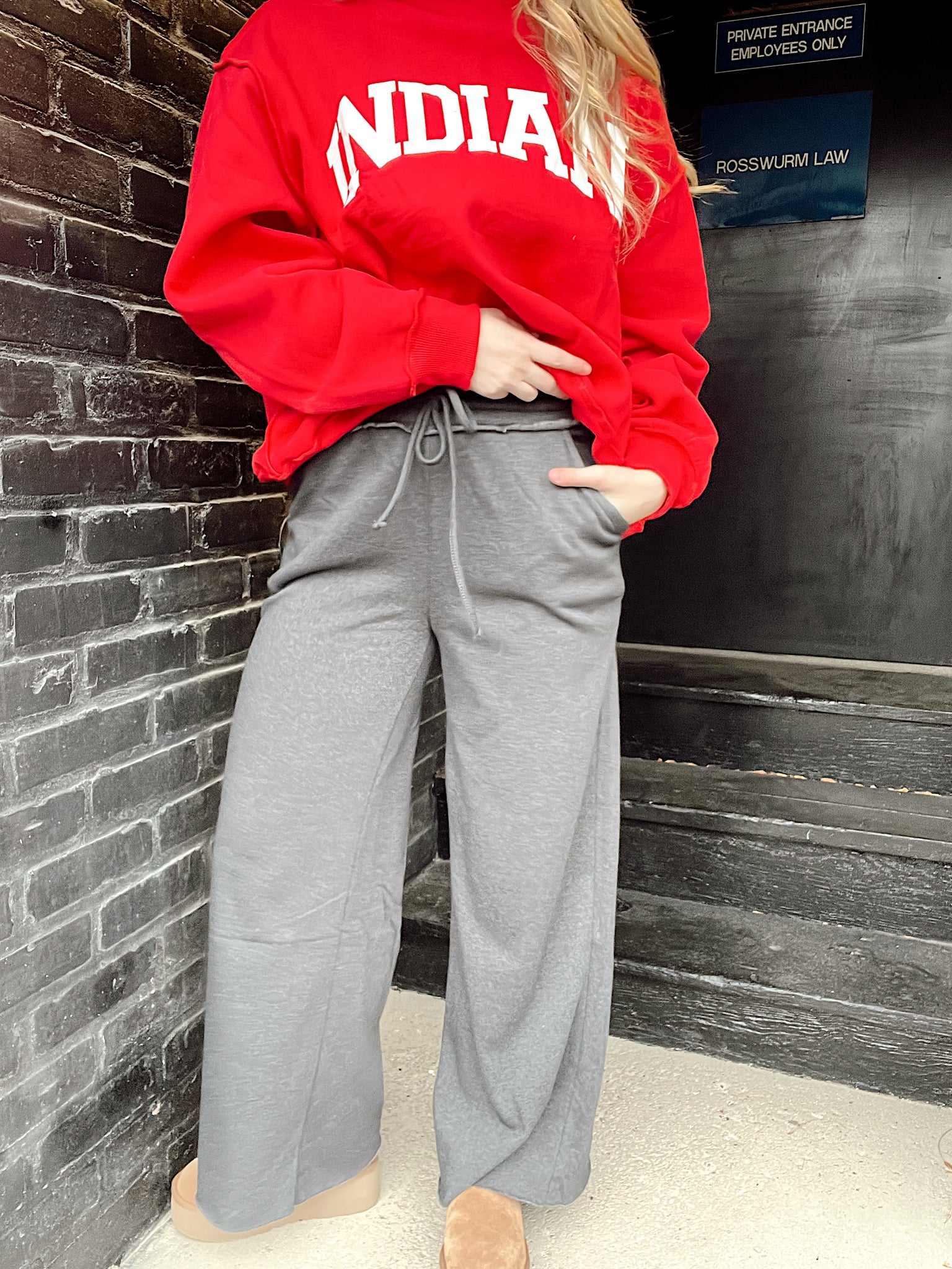 Call Me By Your Name Wide Leg Sweats Charcoal