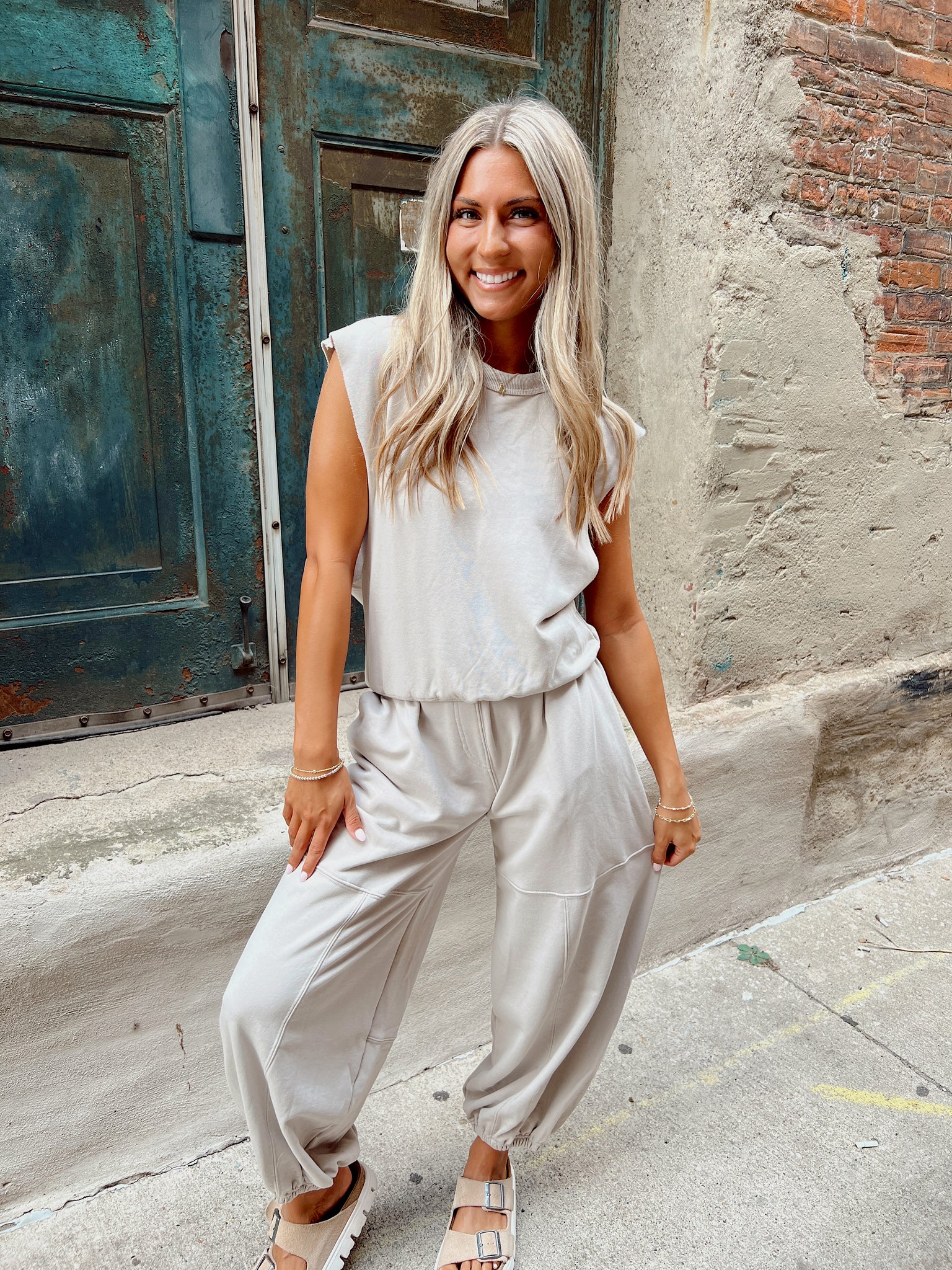 FINAL SALE- Sunday Morning Bone Jumpsuit