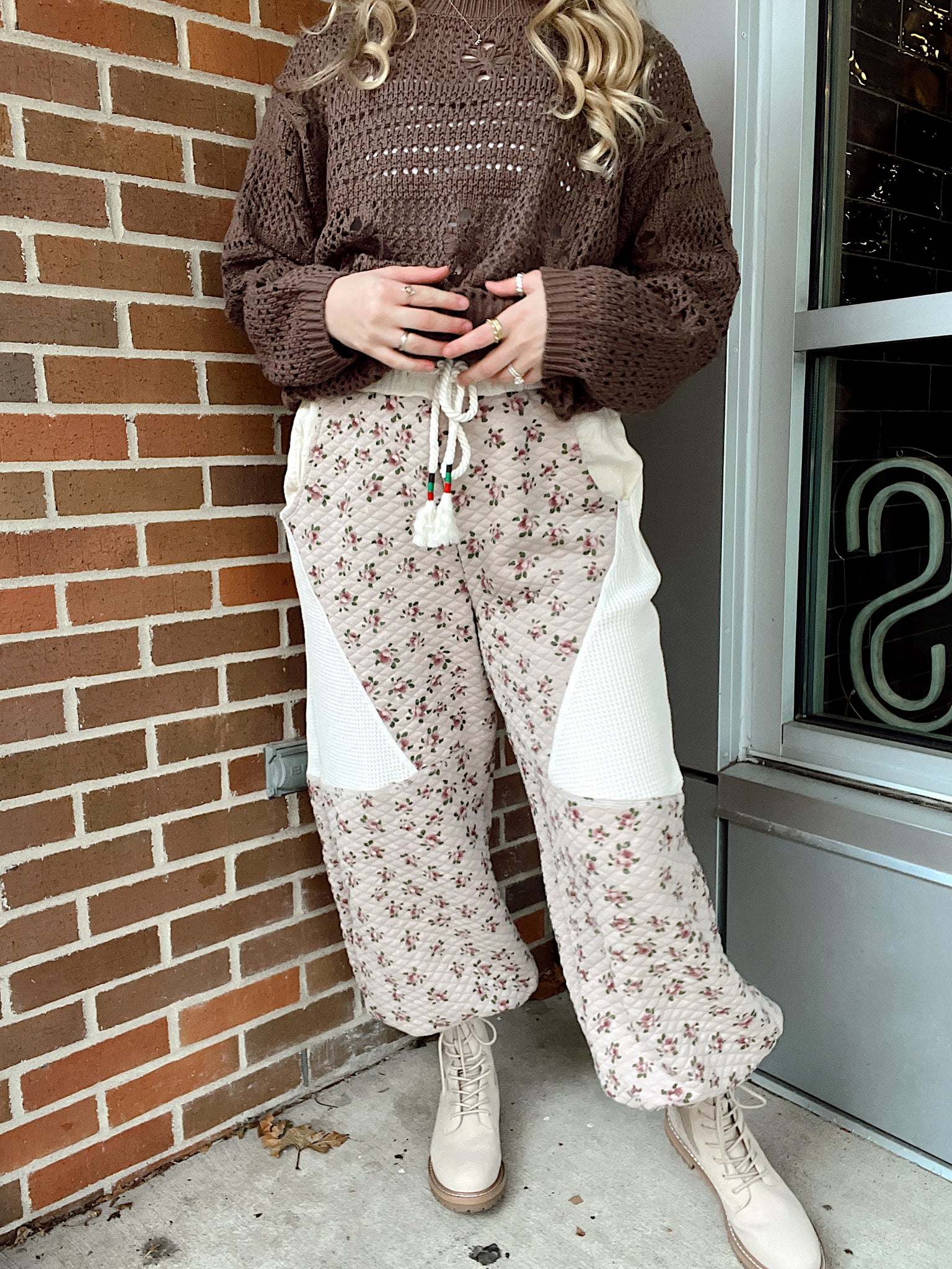 Meadow Dreamers Tan Quilted Pants