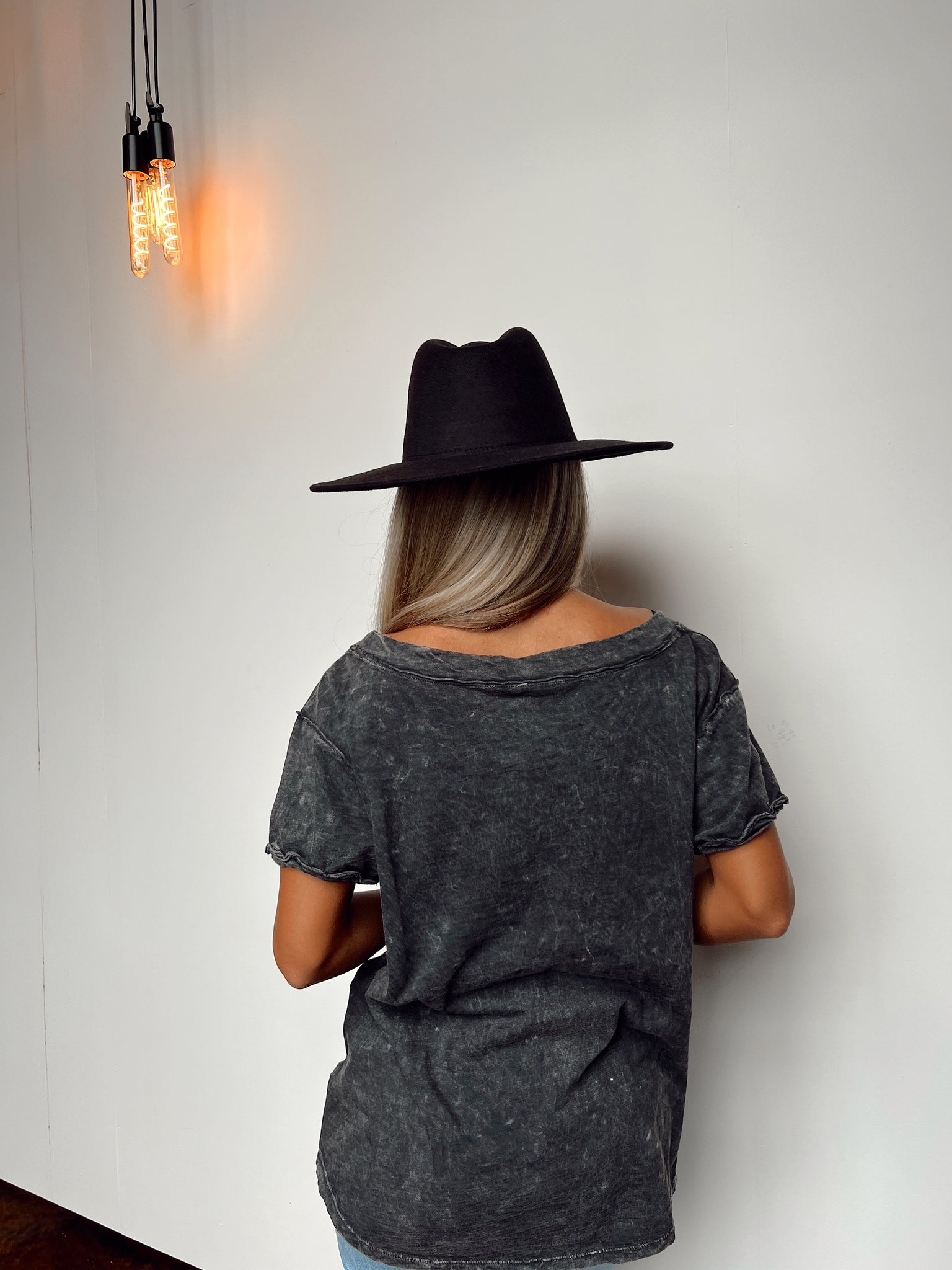 On The Edge Charcoal V-Neck Tee