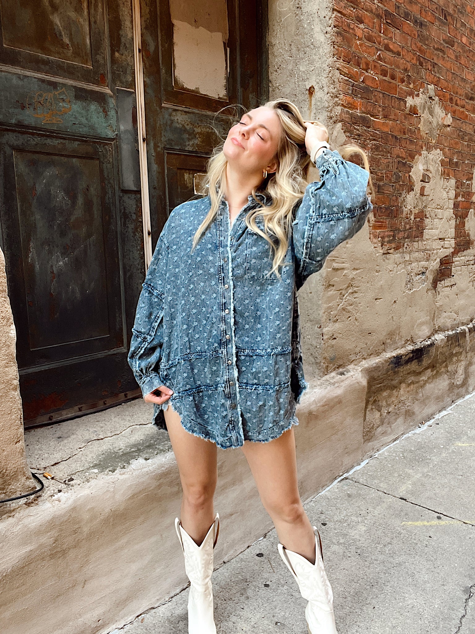 Denim Days Washed Denim Button Up