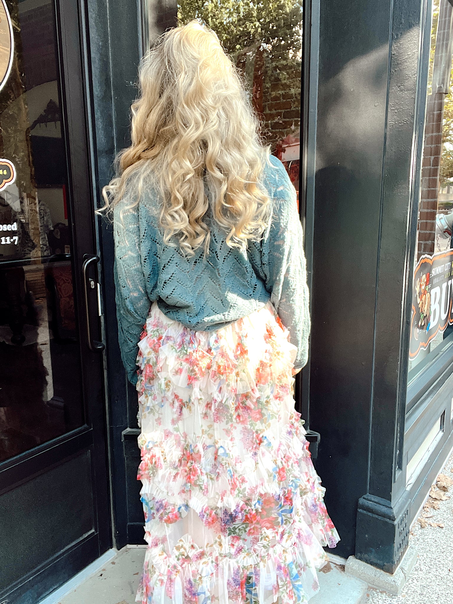Emerald Dusk Openwork Sweater