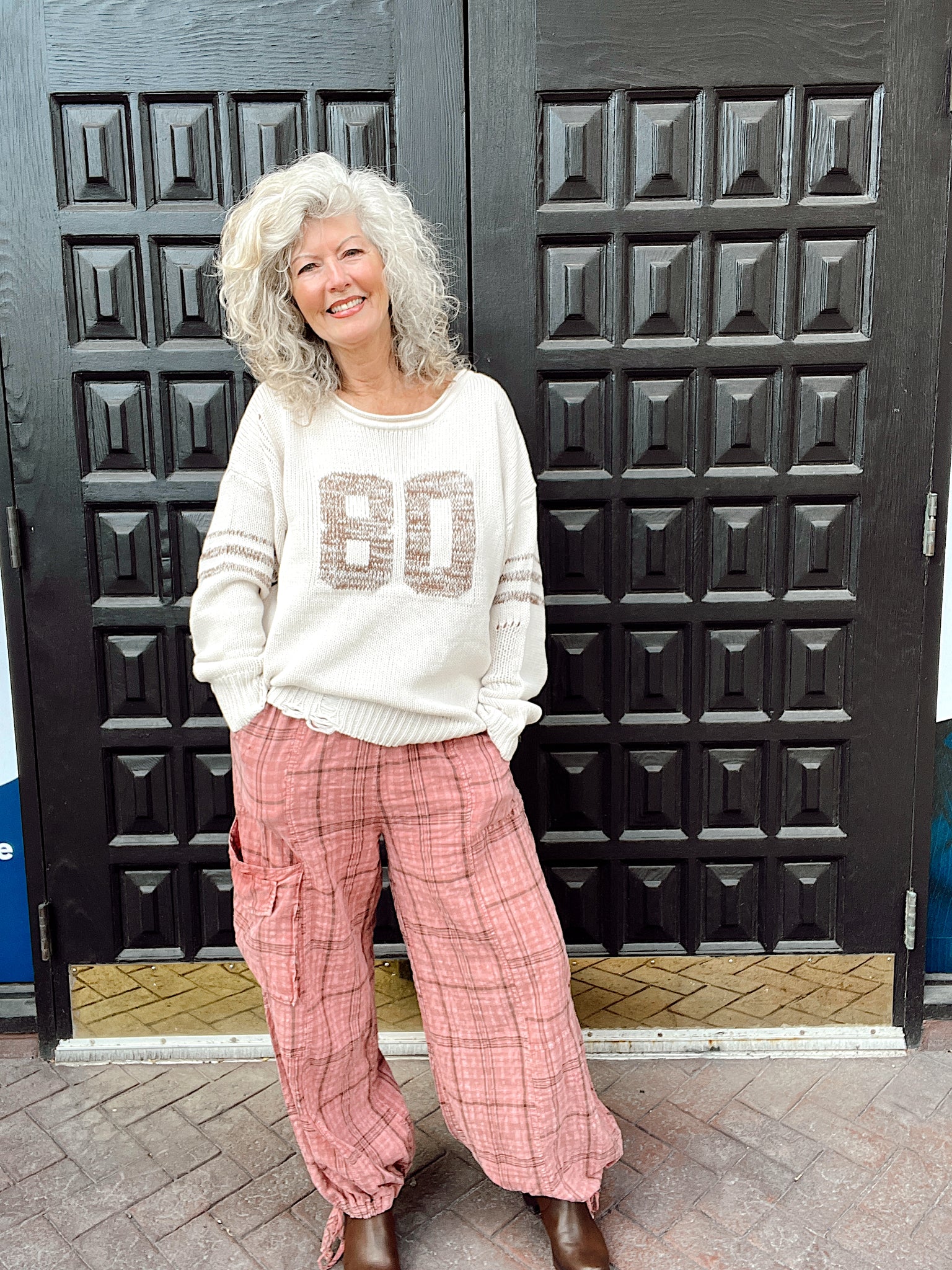 Football Season Cream Distressed Sweater