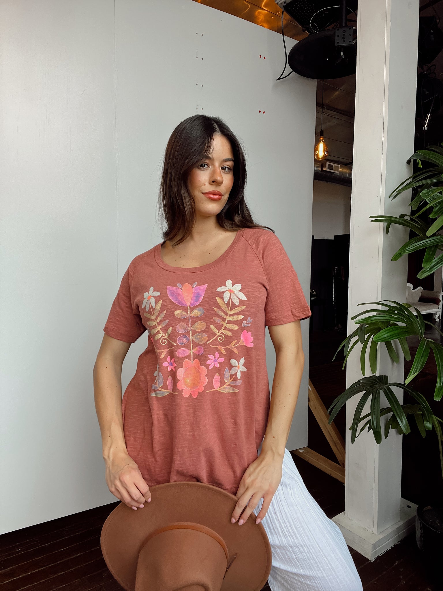 Natural Life Rust Floral Tee
