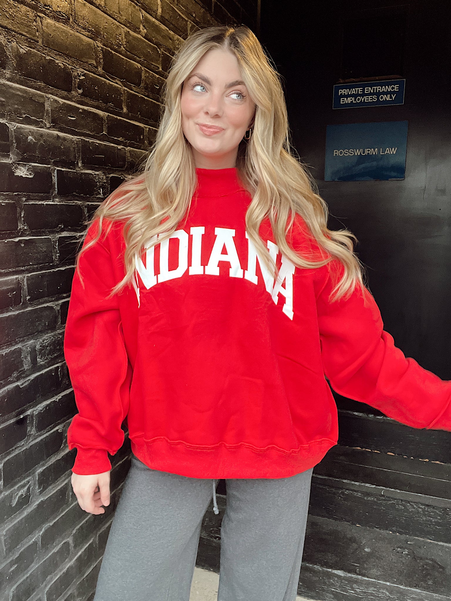Indiana Mock Neck Crimson Red Sweatshirt
