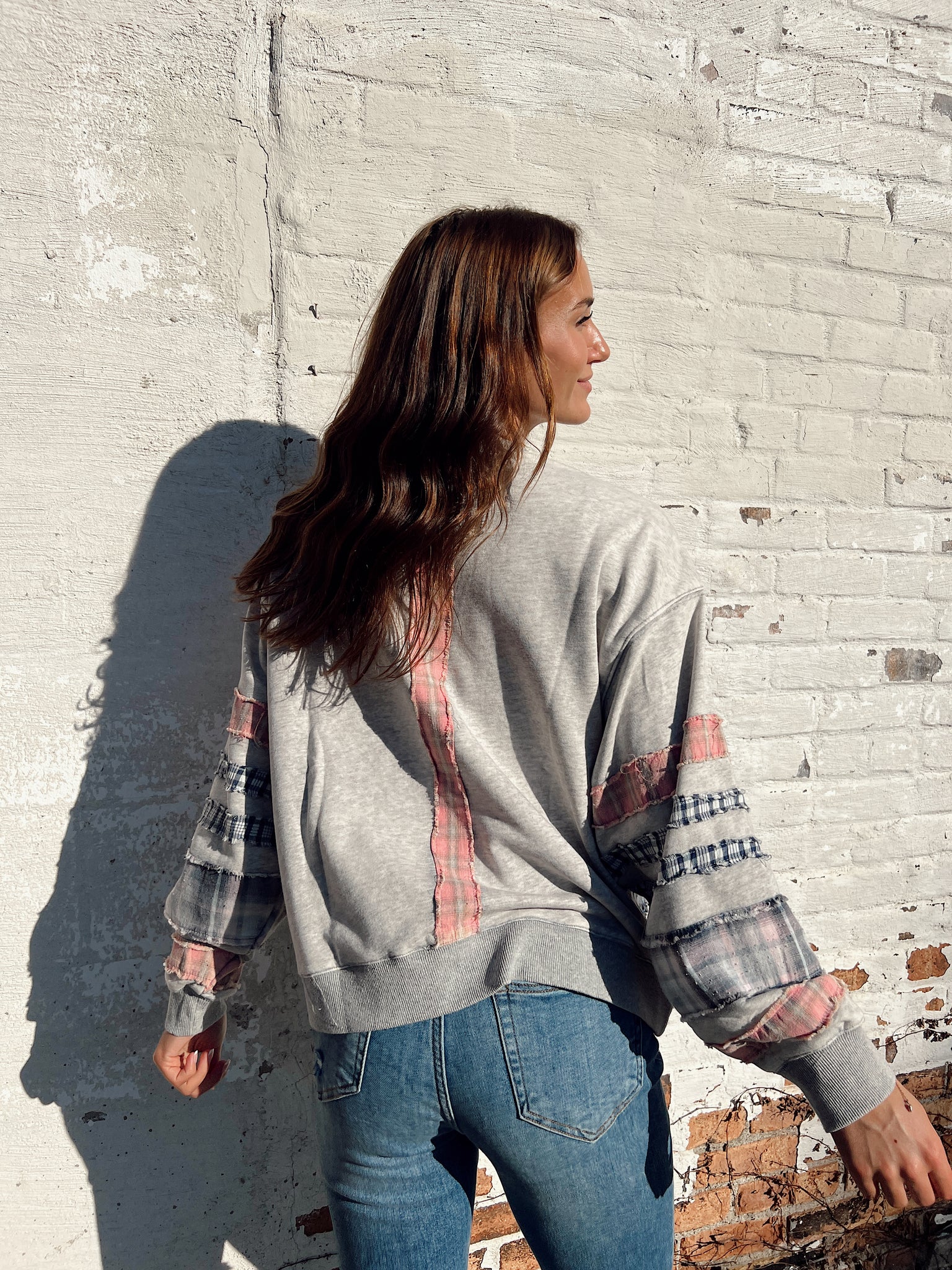 Made For You Grey Plaid Sweatshirt