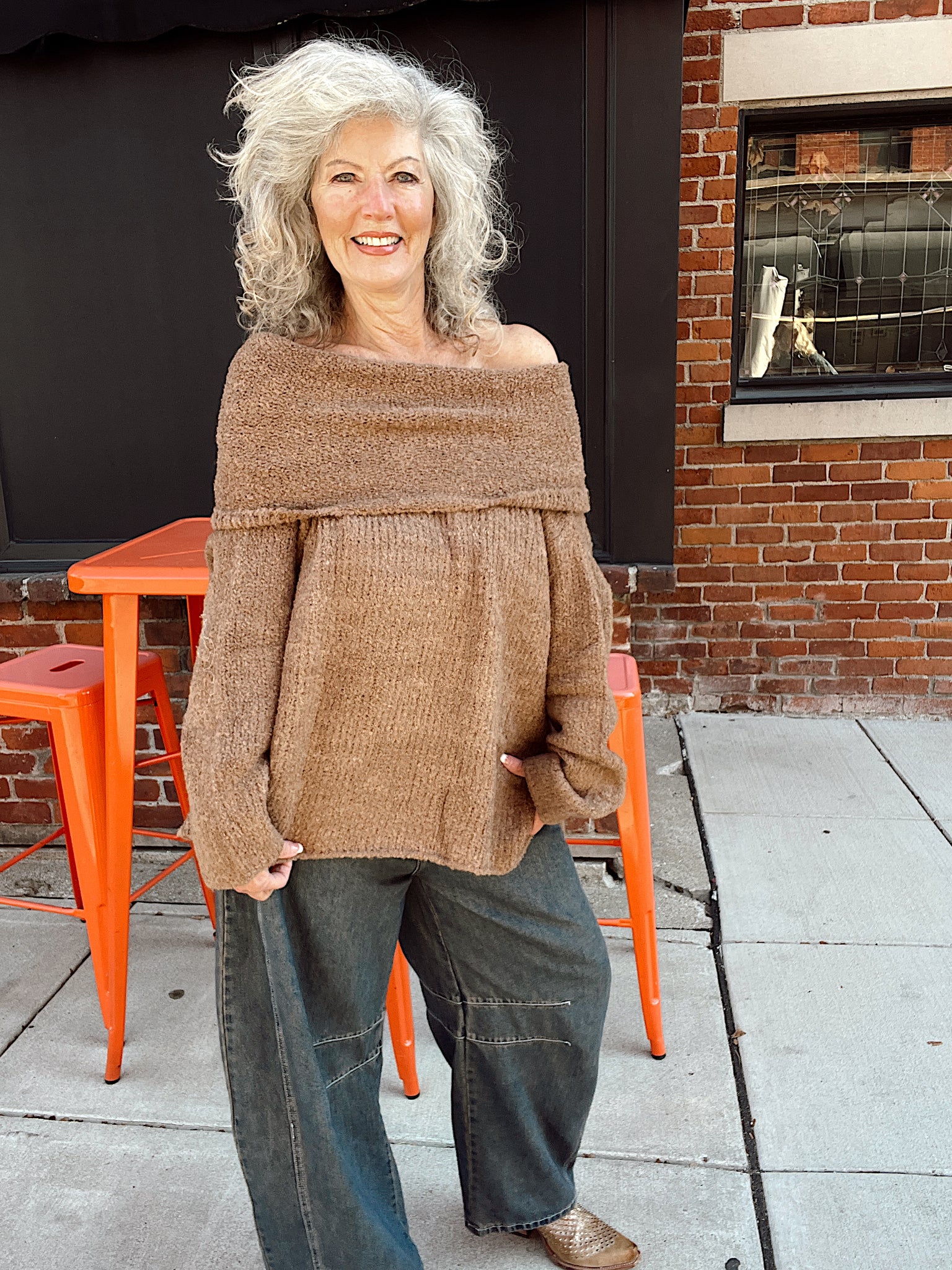 Canyon Moon Slouchy Cowl-Neck Sweater