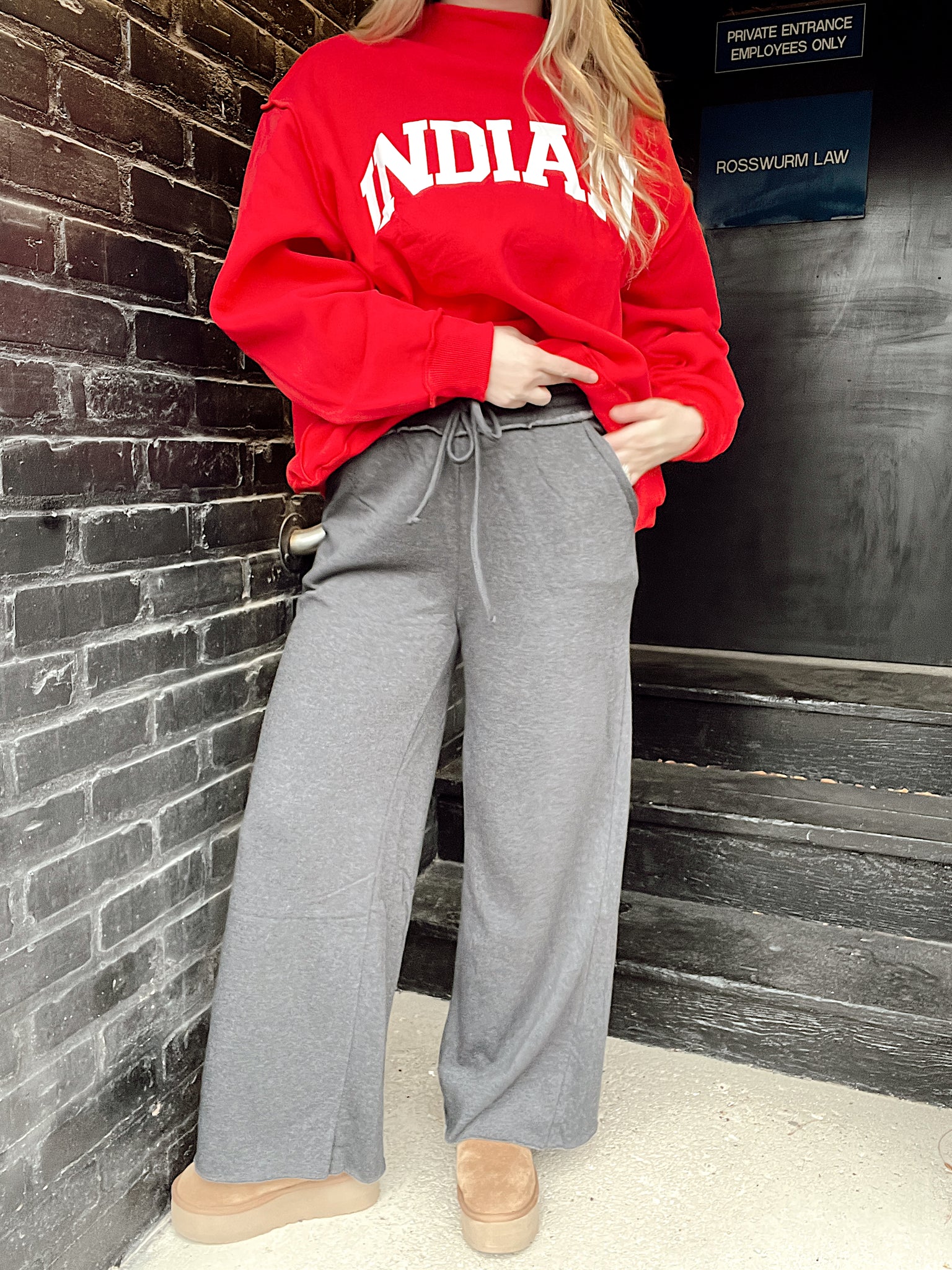 Call Me By Your Name Wide Leg Sweats Charcoal