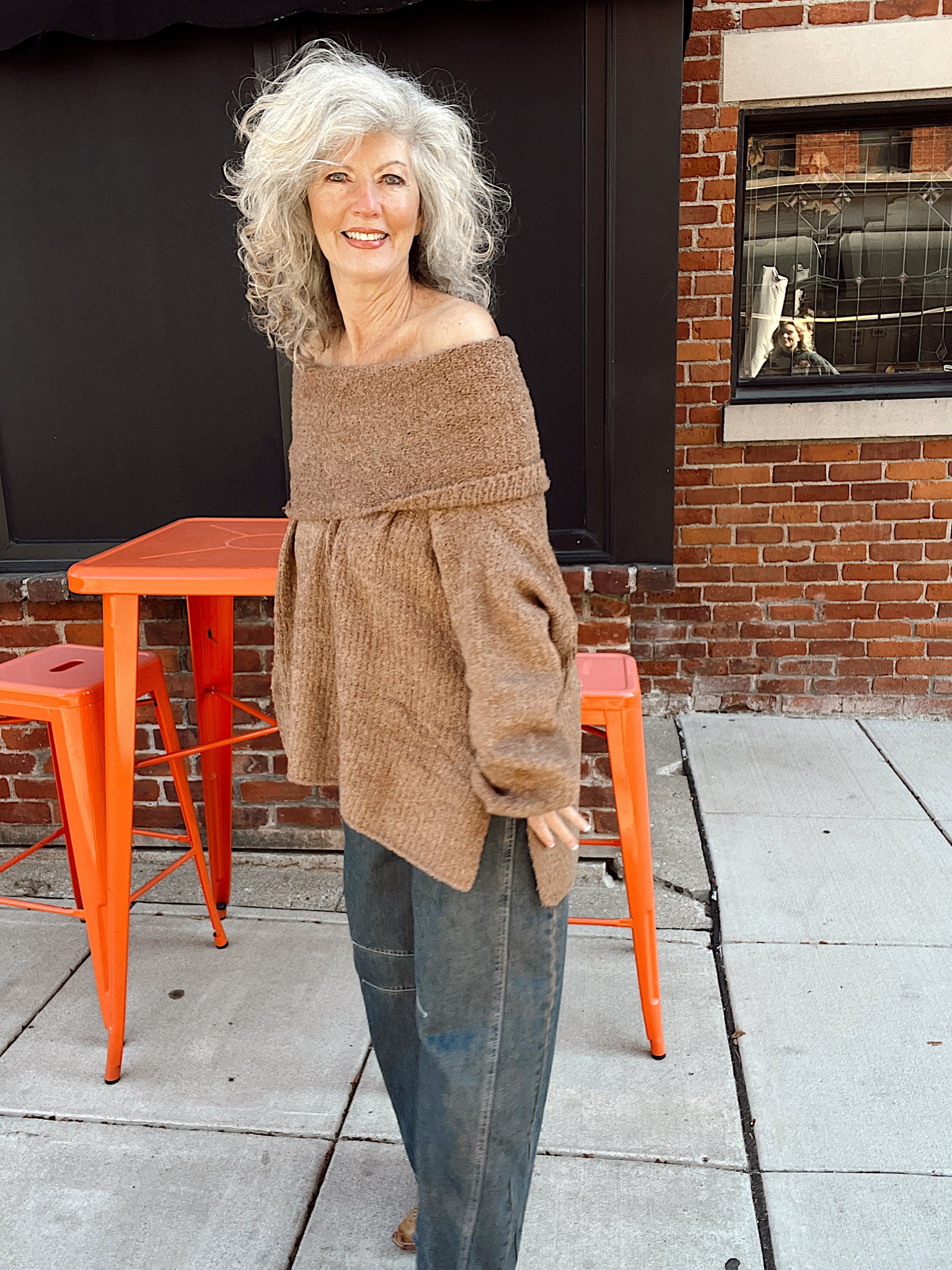 Canyon Moon Slouchy Cowl-Neck Sweater