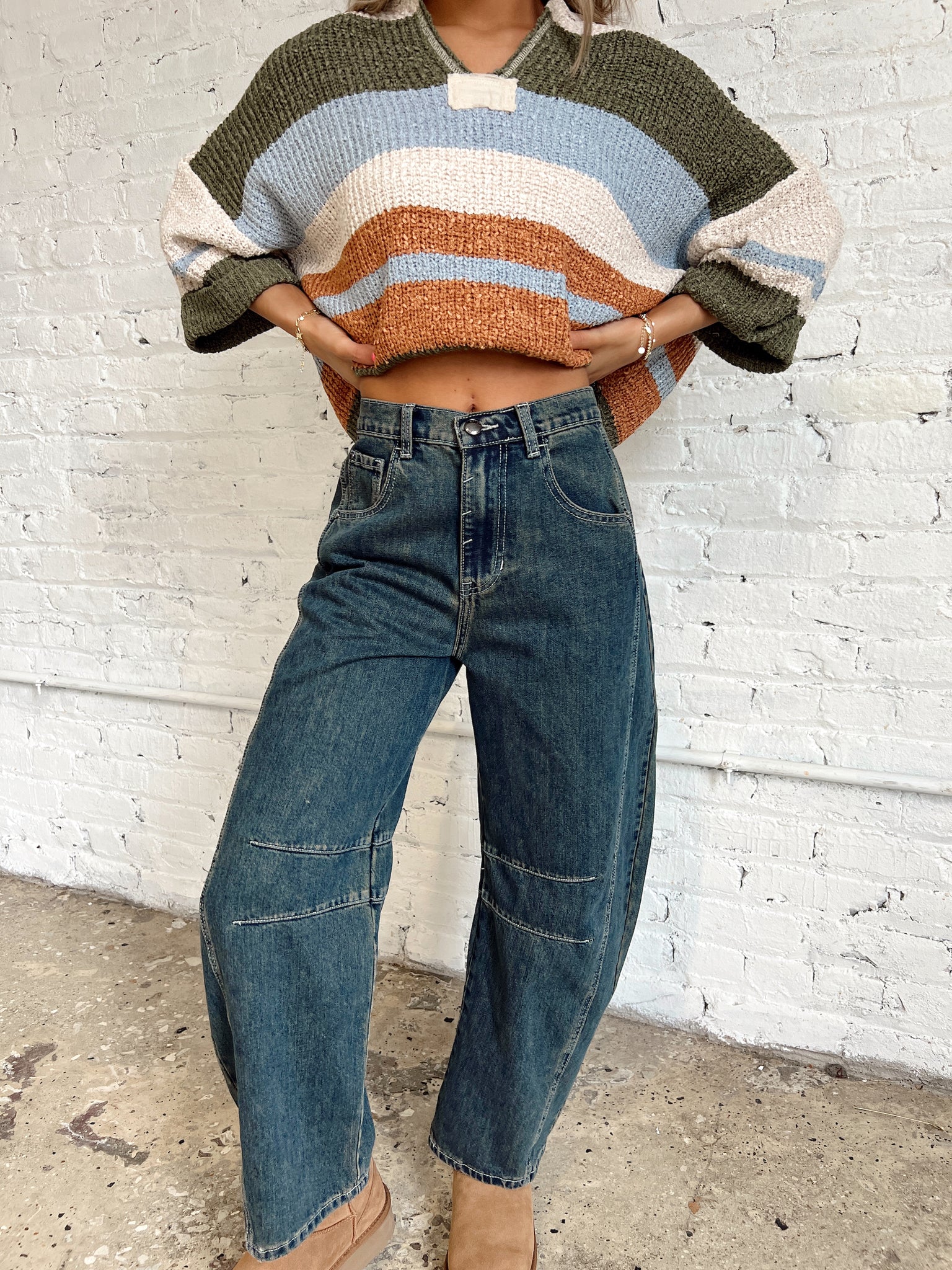 Jayde Dark Wash Barrel Jeans