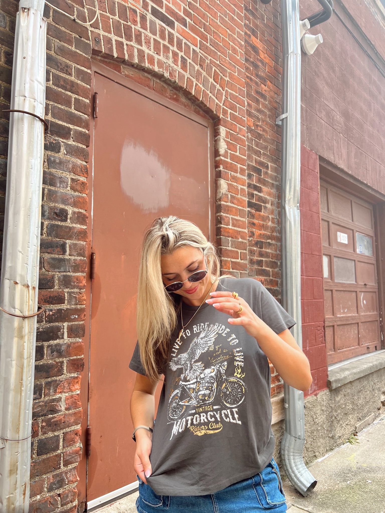 Vintage Motorcycle Black Cropped tee