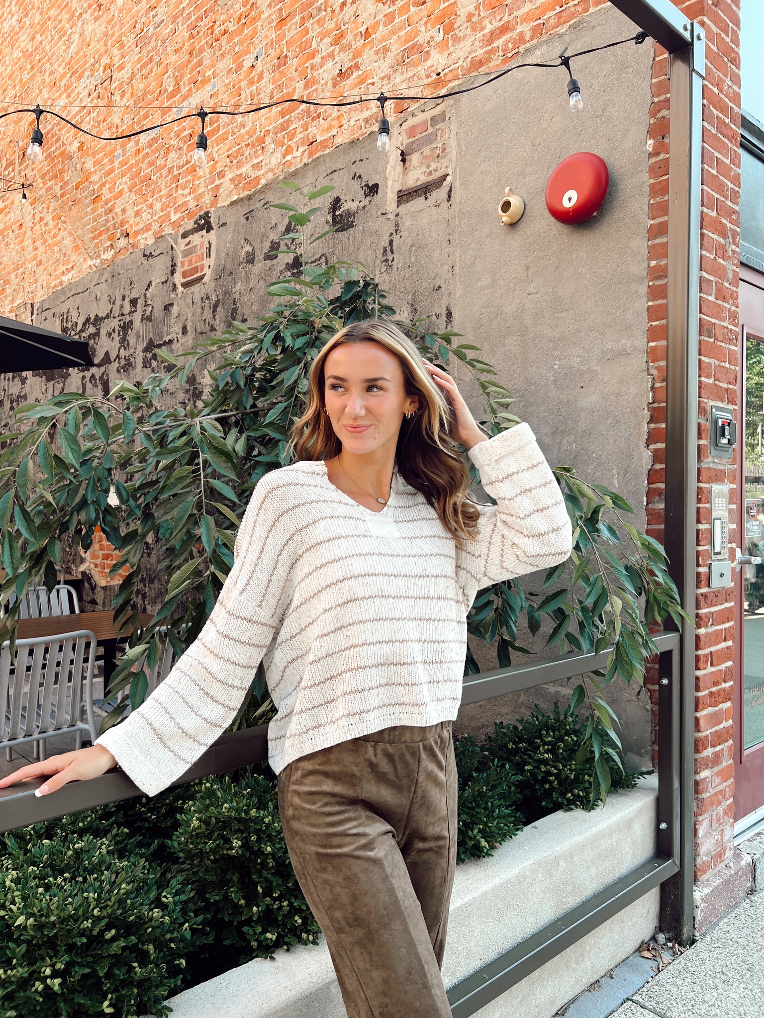 New School Ivory Striped Sweater