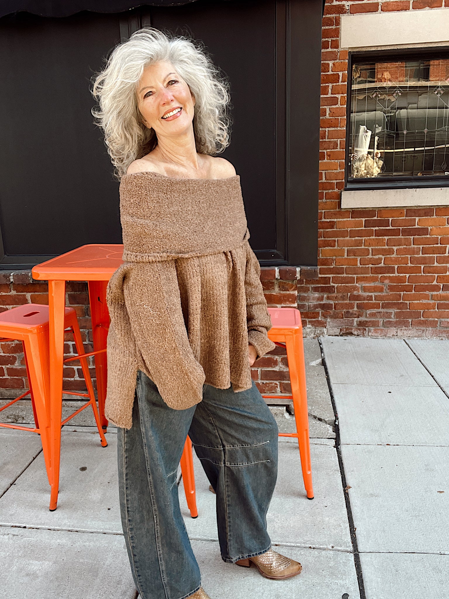 Canyon Moon Slouchy Cowl-Neck Sweater