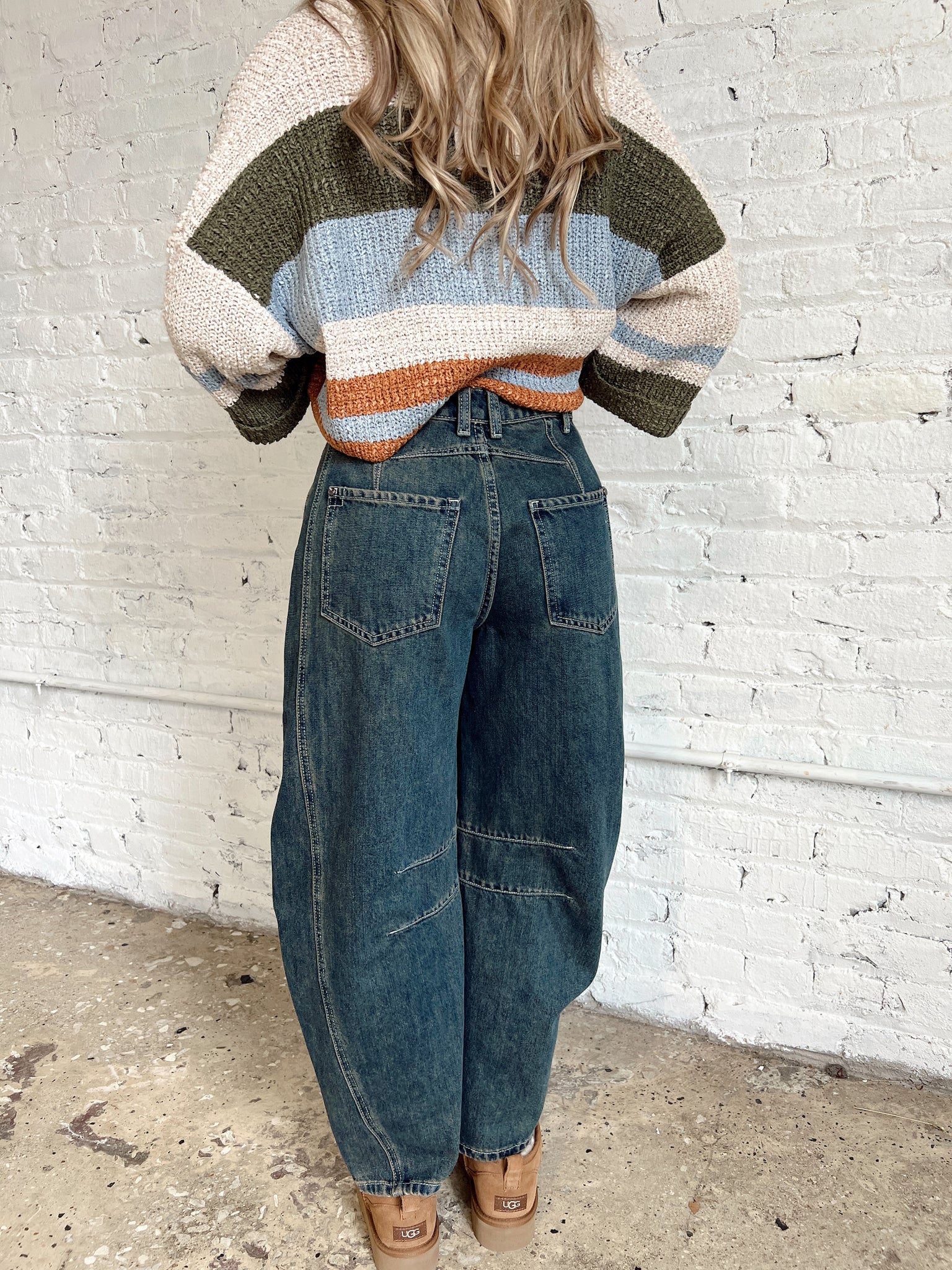 Jayde Dark Wash Barrel Jeans
