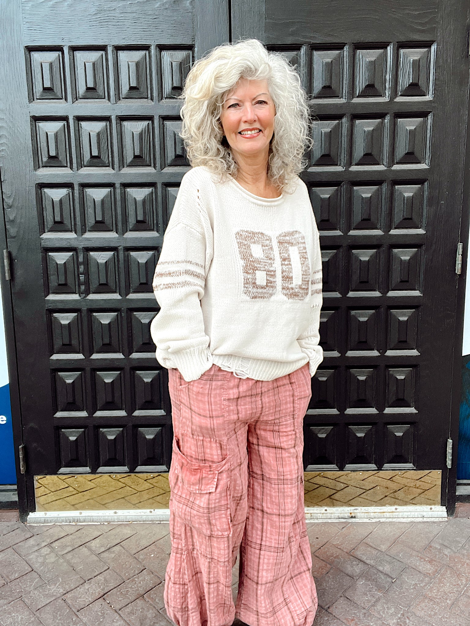 Football Season Cream Distressed Sweater