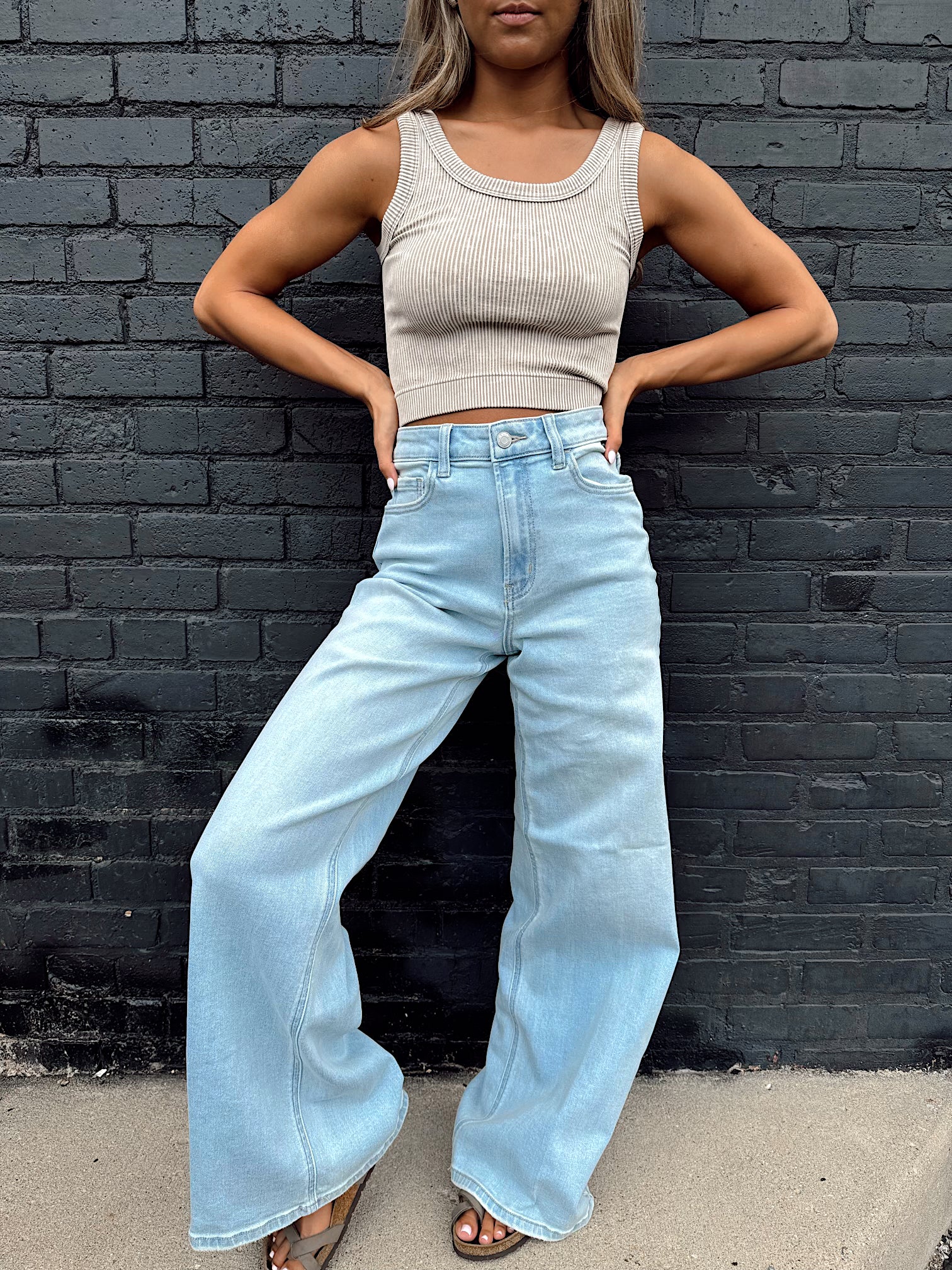 Carpe Diem Light Wash Wide Leg Jeans