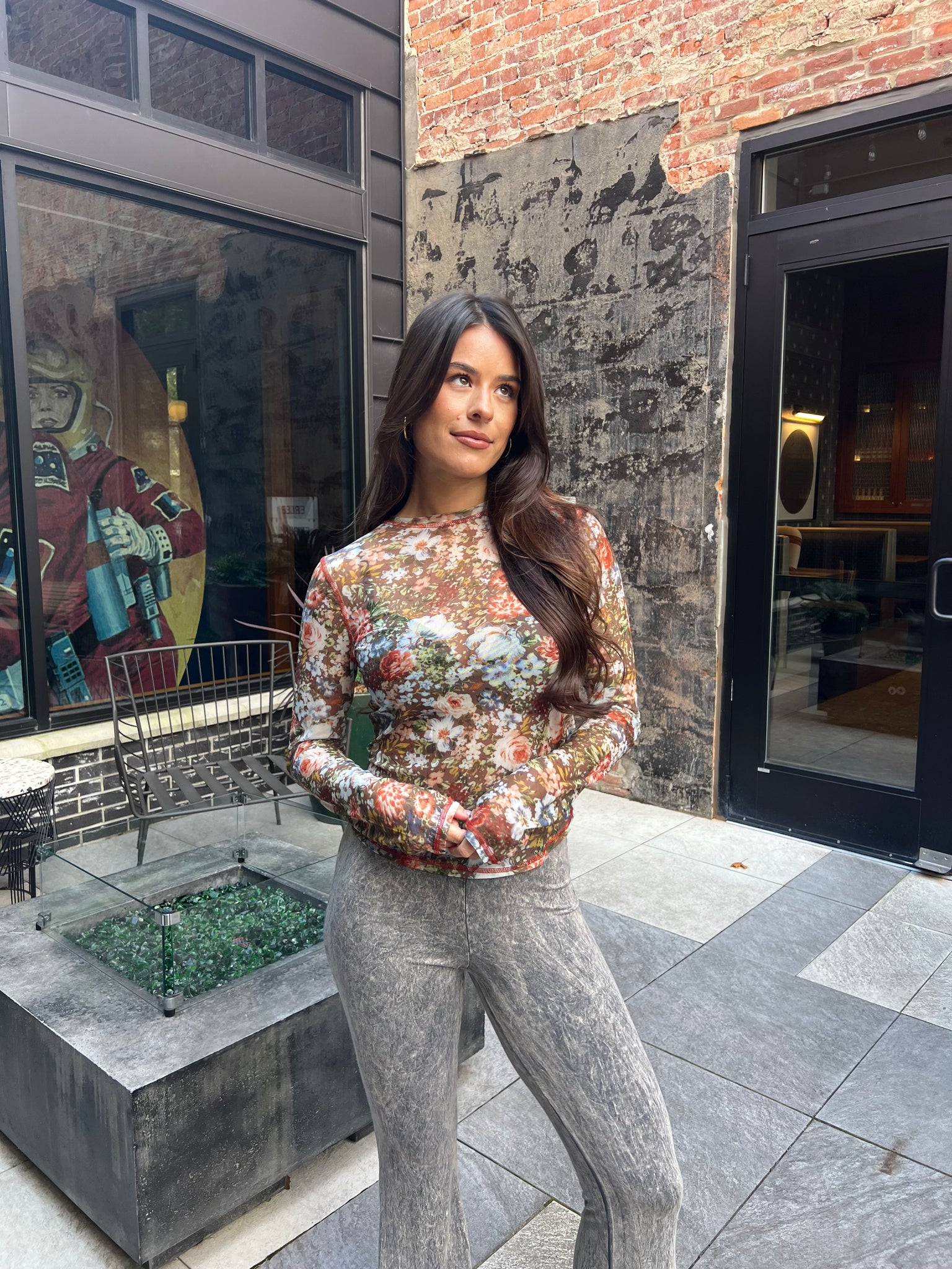 Fall Blossom Sheer Floral Top
